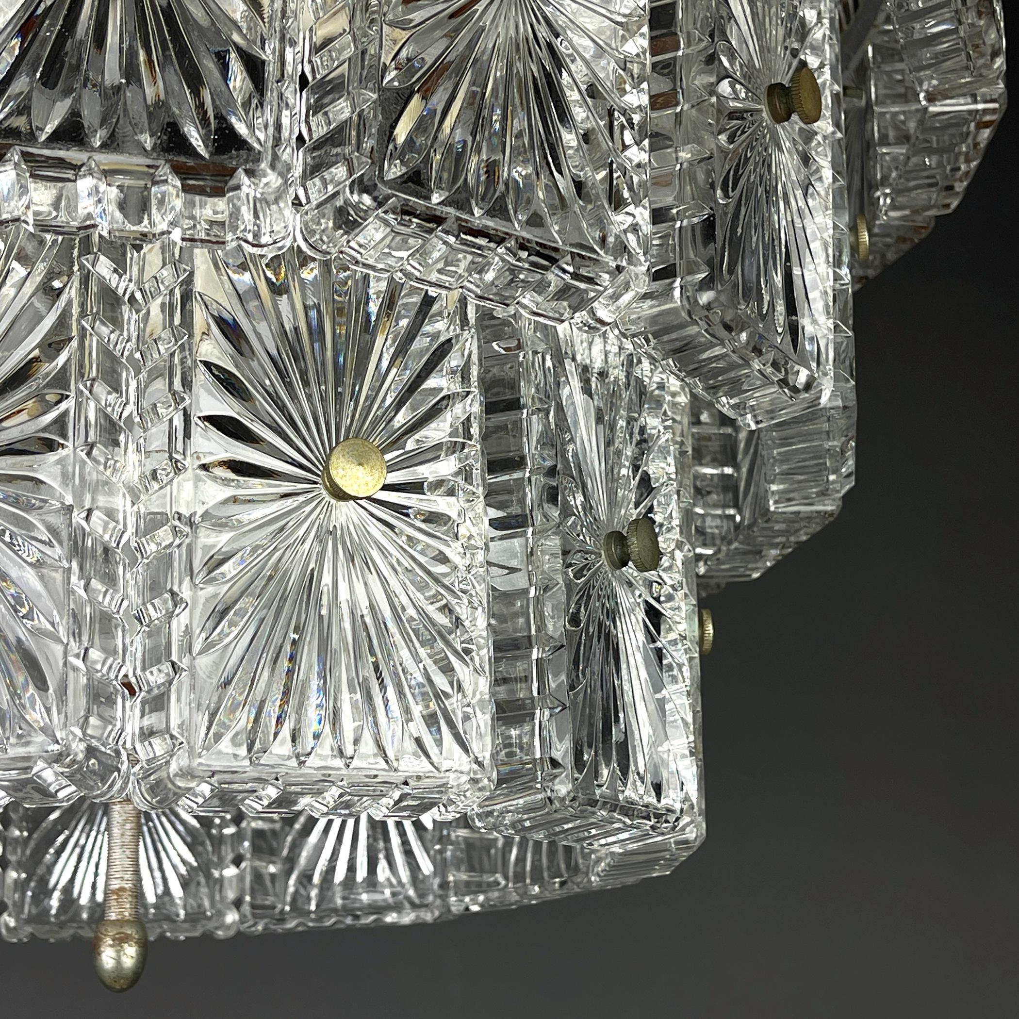 Vintage Large Crystal Chandelier Italy 1960s For Sale 5