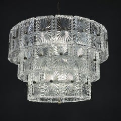 Vintage Large Crystal Chandelier Italy 1960s
