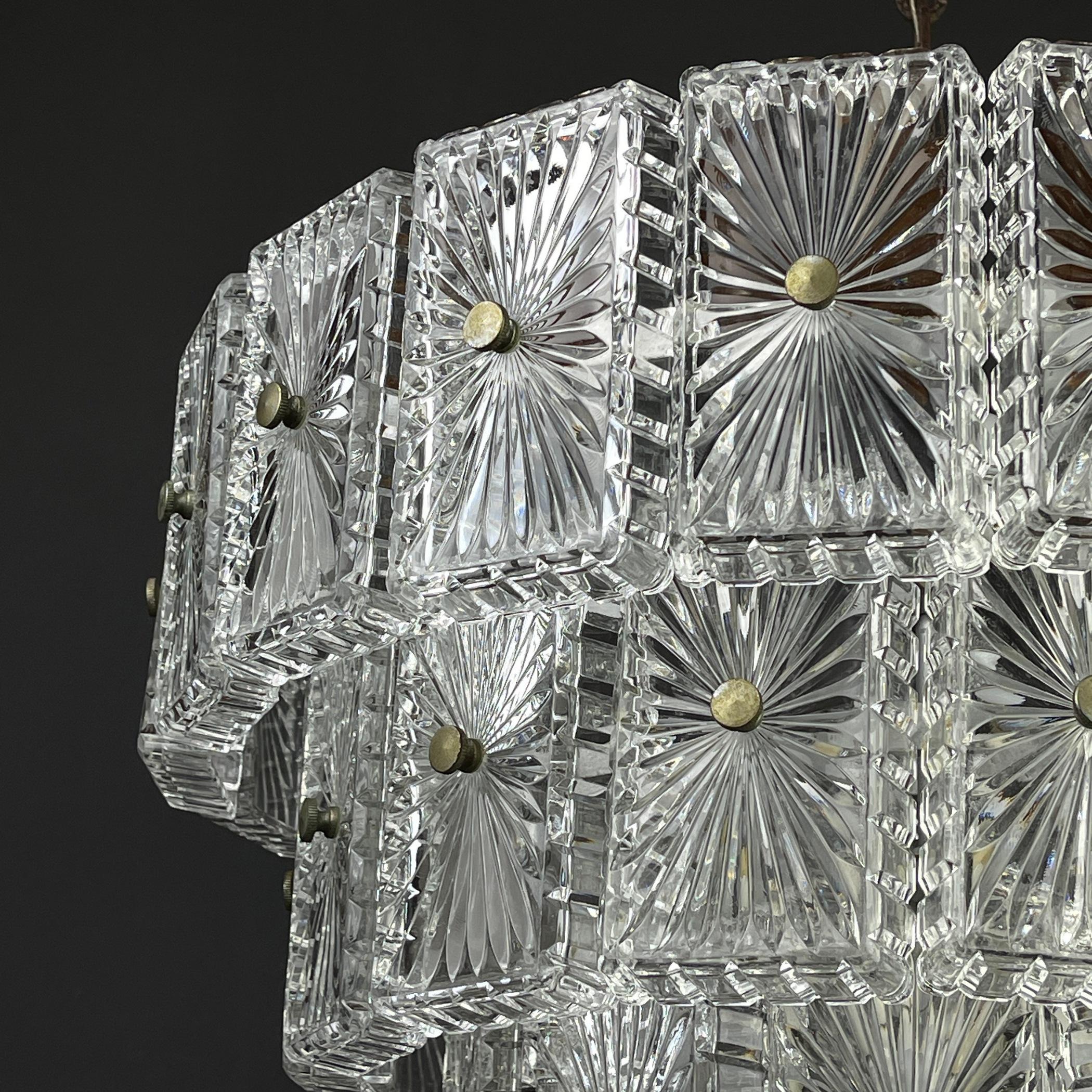 Vintage Large Crystal Chandelier Italy 1960s For Sale 2