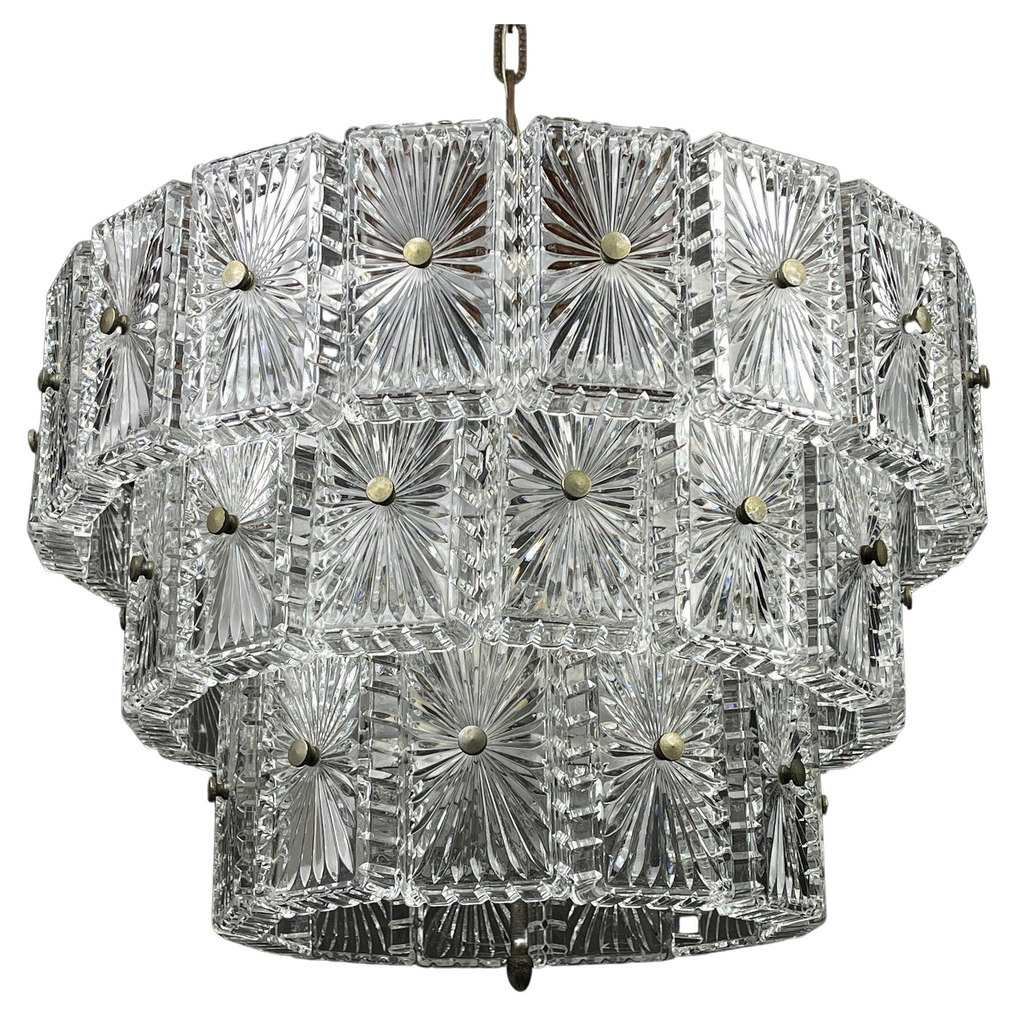 Vintage Large Crystal Chandelier Italy 1960s For Sale