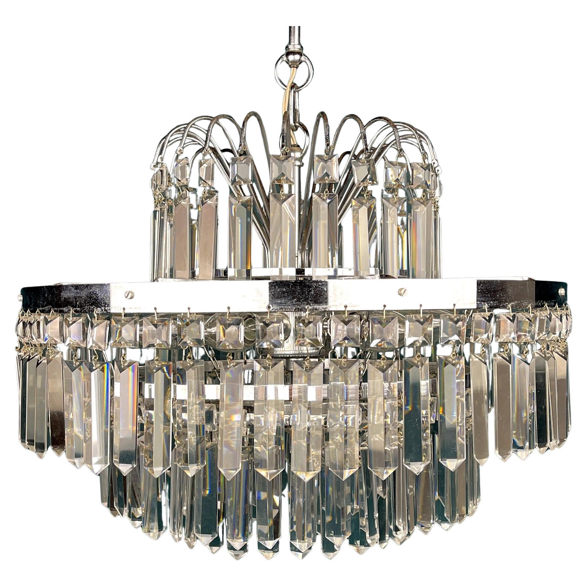 Vintage large crystal chandelier Sijaj Hrastnik, Yugoslavia 1970s