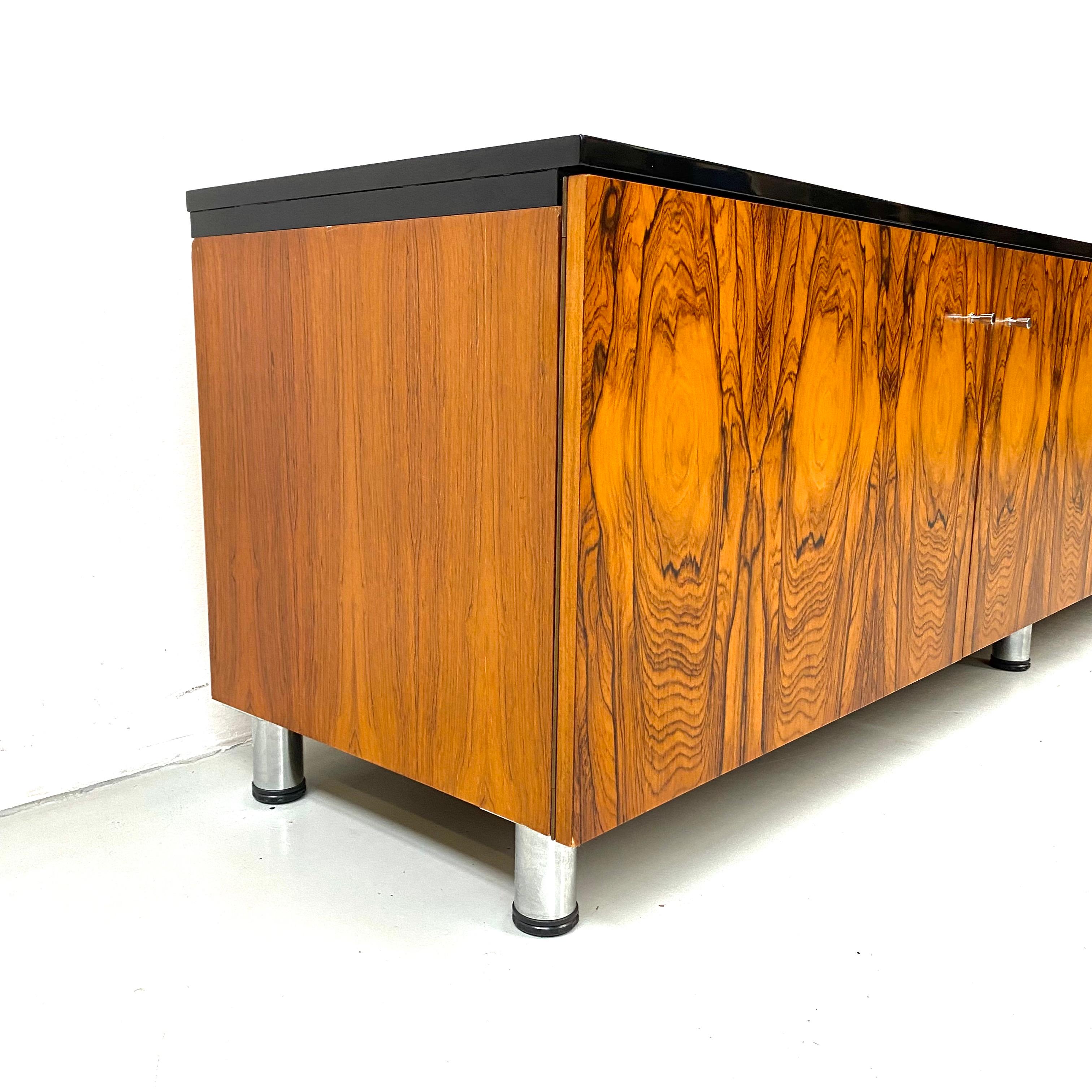 Vintage Large Danish Walnut Sideboard with Piano Black Lacquered Top, 1960s 6