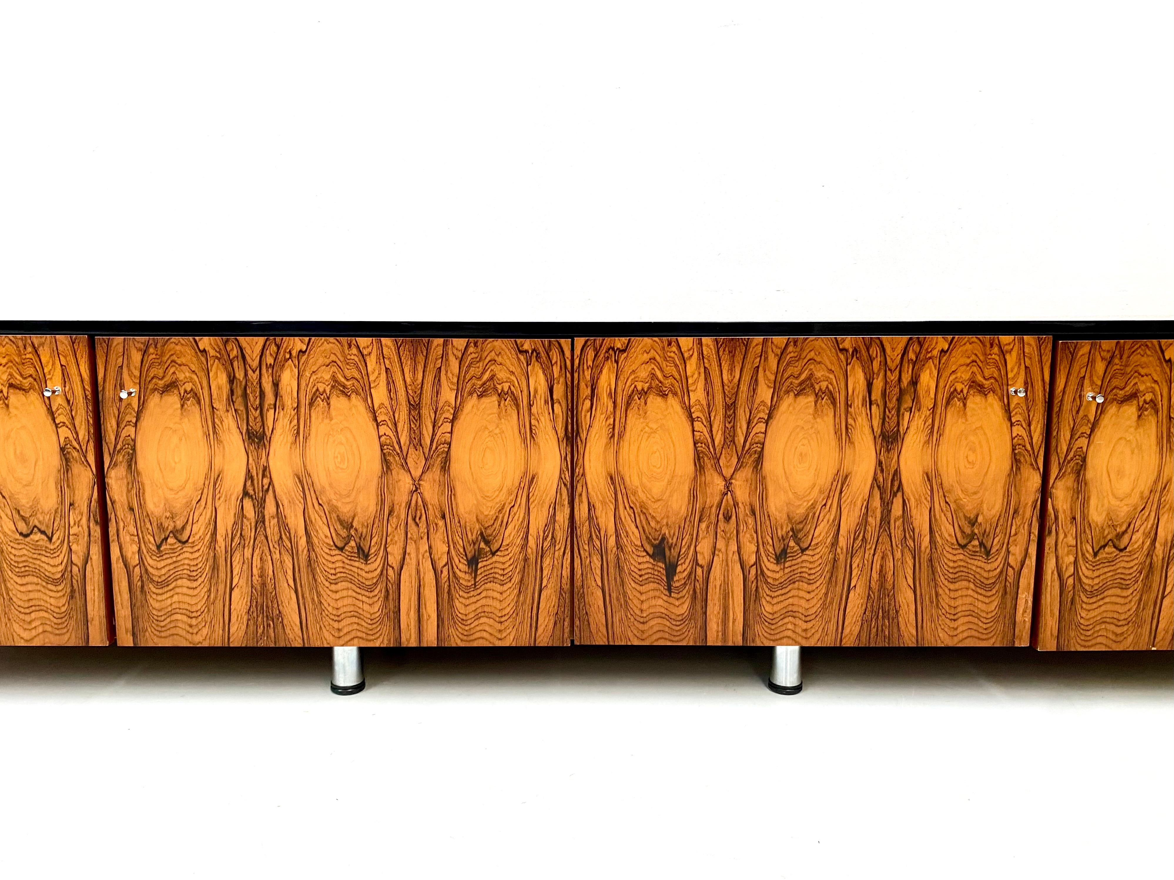 Vintage Large Danish Walnut Sideboard with Piano Black Lacquered Top, 1960s 1