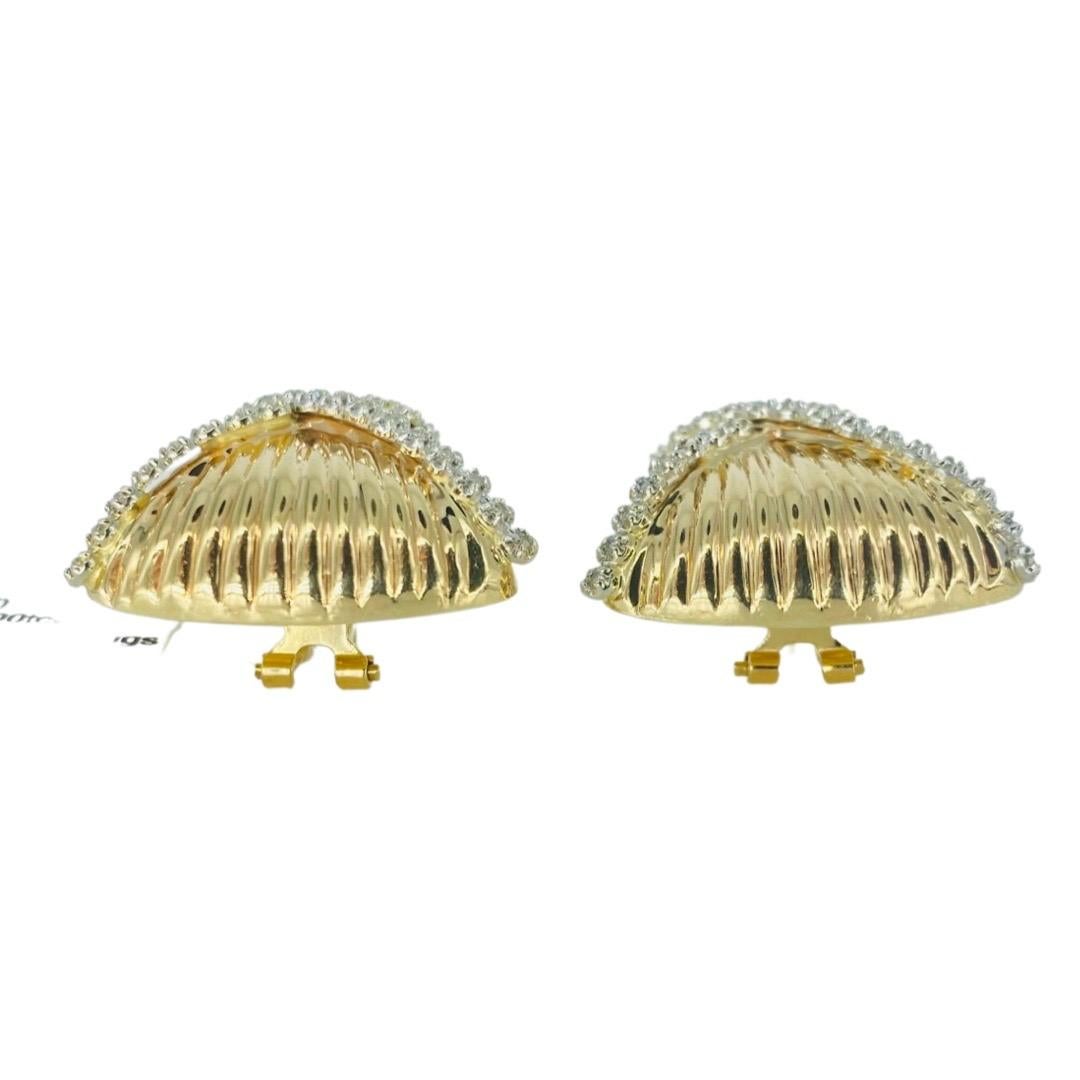 Vintage Große Designer-Ohrringe mit 1,00 Karat Diamanten X Omega-Clip-Rücken aus 14k Gold im Zustand „Hervorragend“ im Angebot in Miami, FL