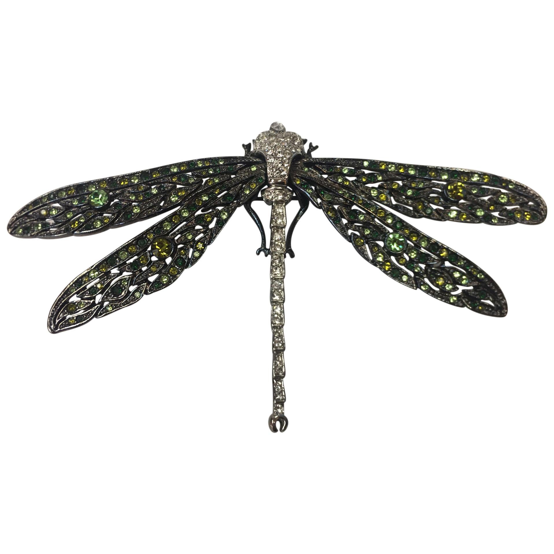 Vintage Large Designer Dragonfly Brooch Pin by Kenneth Lane Estate Fine Jewelry