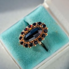 Vintage Large Dutch Garnet Entourage Ring in 14K Solid Gold