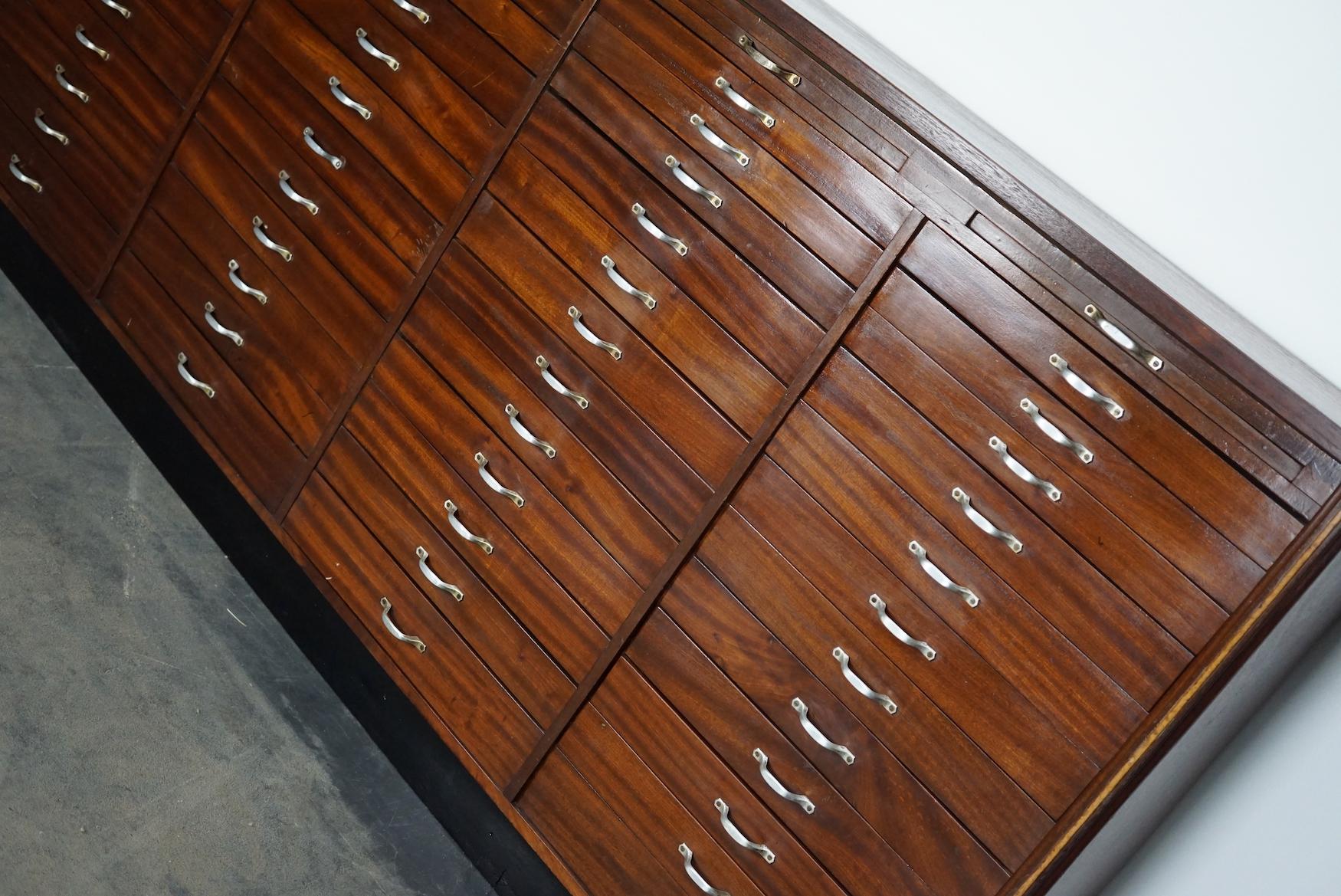 Industrial Vintage Large Dutch Mahogany Jewelers / Watchmakers Cabinet, circa 1930 For Sale