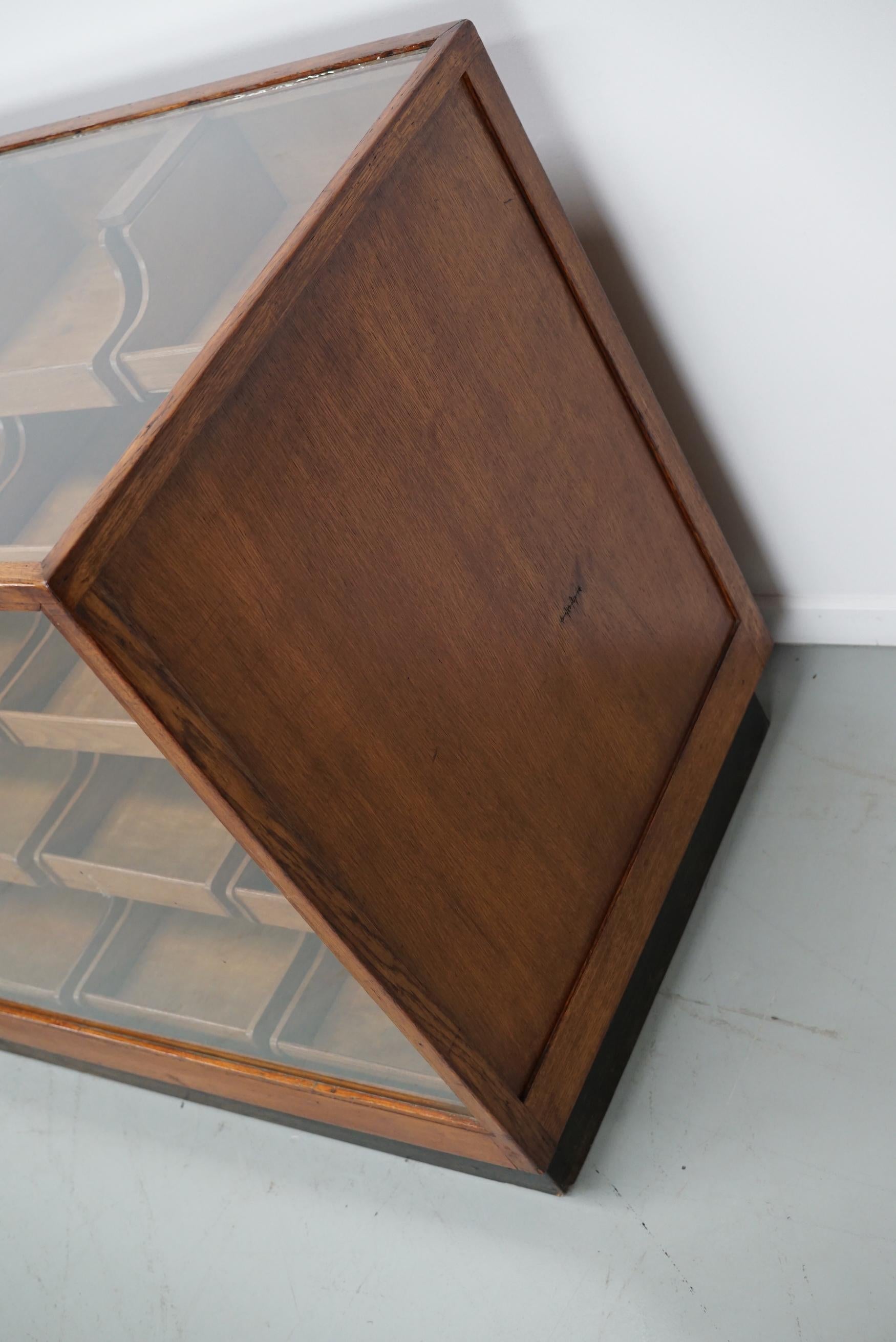 Vintage Large Dutch Oak & Glass Shop Counter Cabinet / Vitrine, Mid-Century For Sale 1