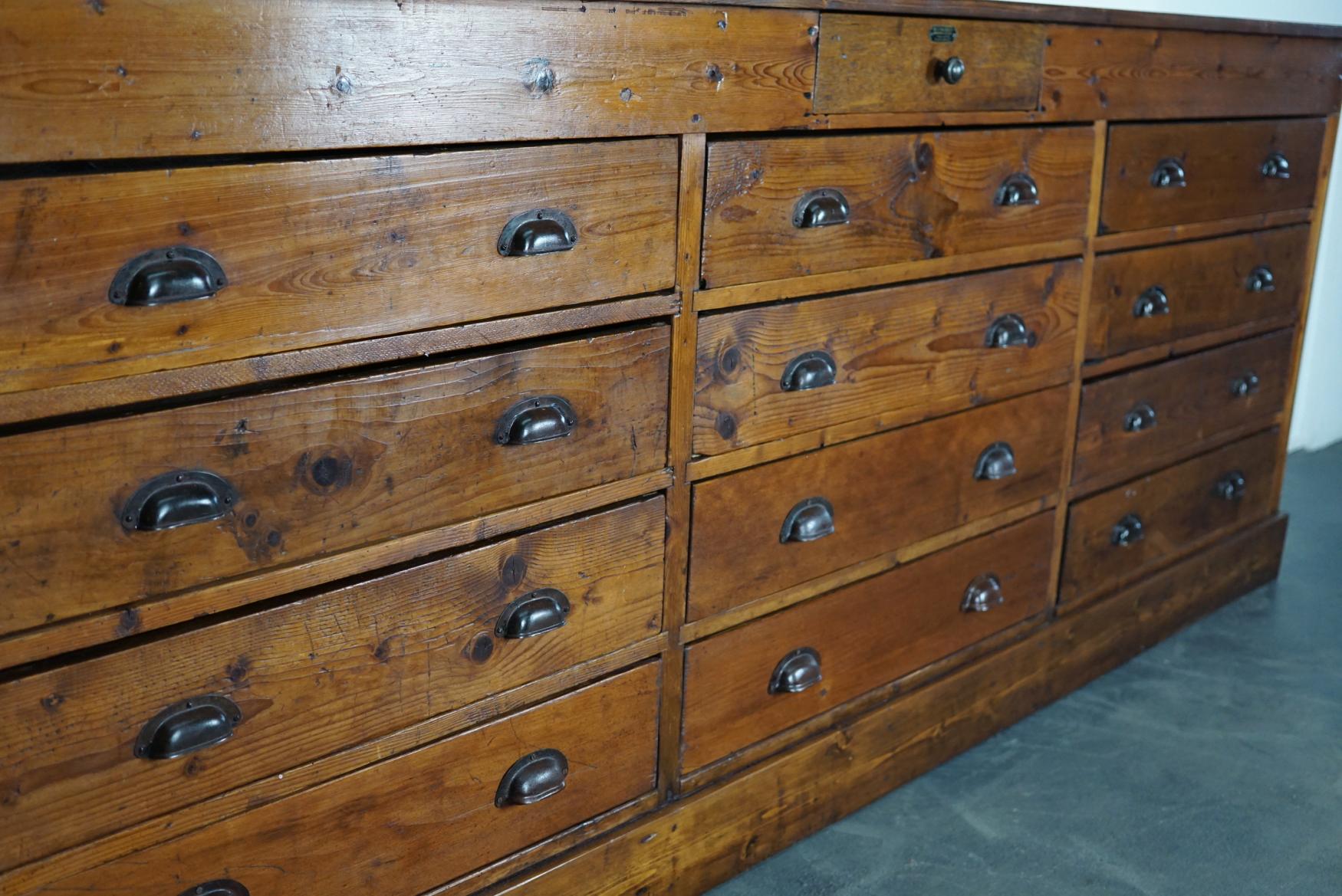 Vintage Large Dutch Pine Apothecary Cabinet, 1930s In Good Condition In Nijmegen, NL