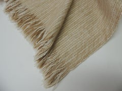 Vintage Large Ecru Tone-on-tone Woven Throw with Small Fringes