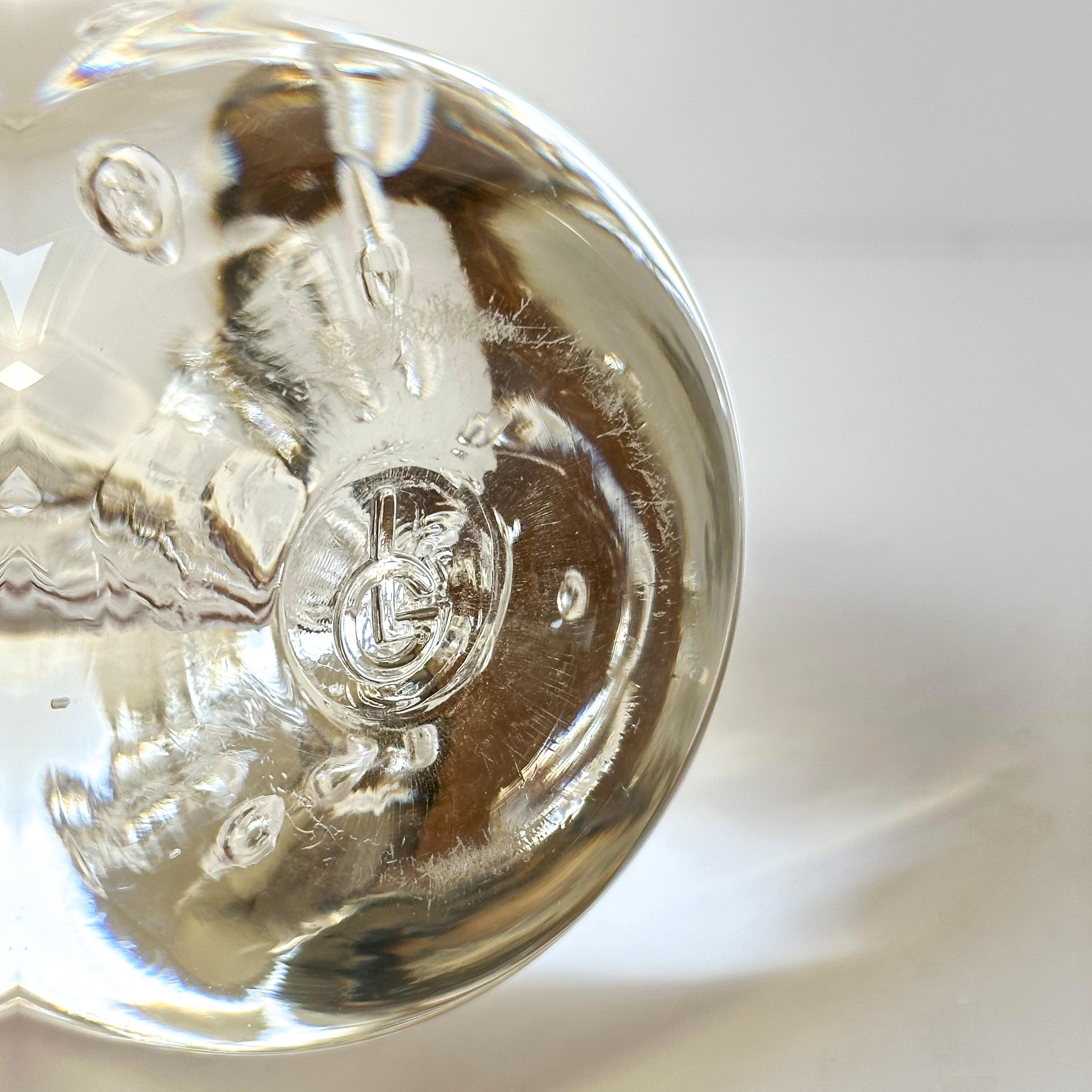 British Large Clear Glass Paperweight with Helix and Bubbles by Liskeard Glass  For Sale