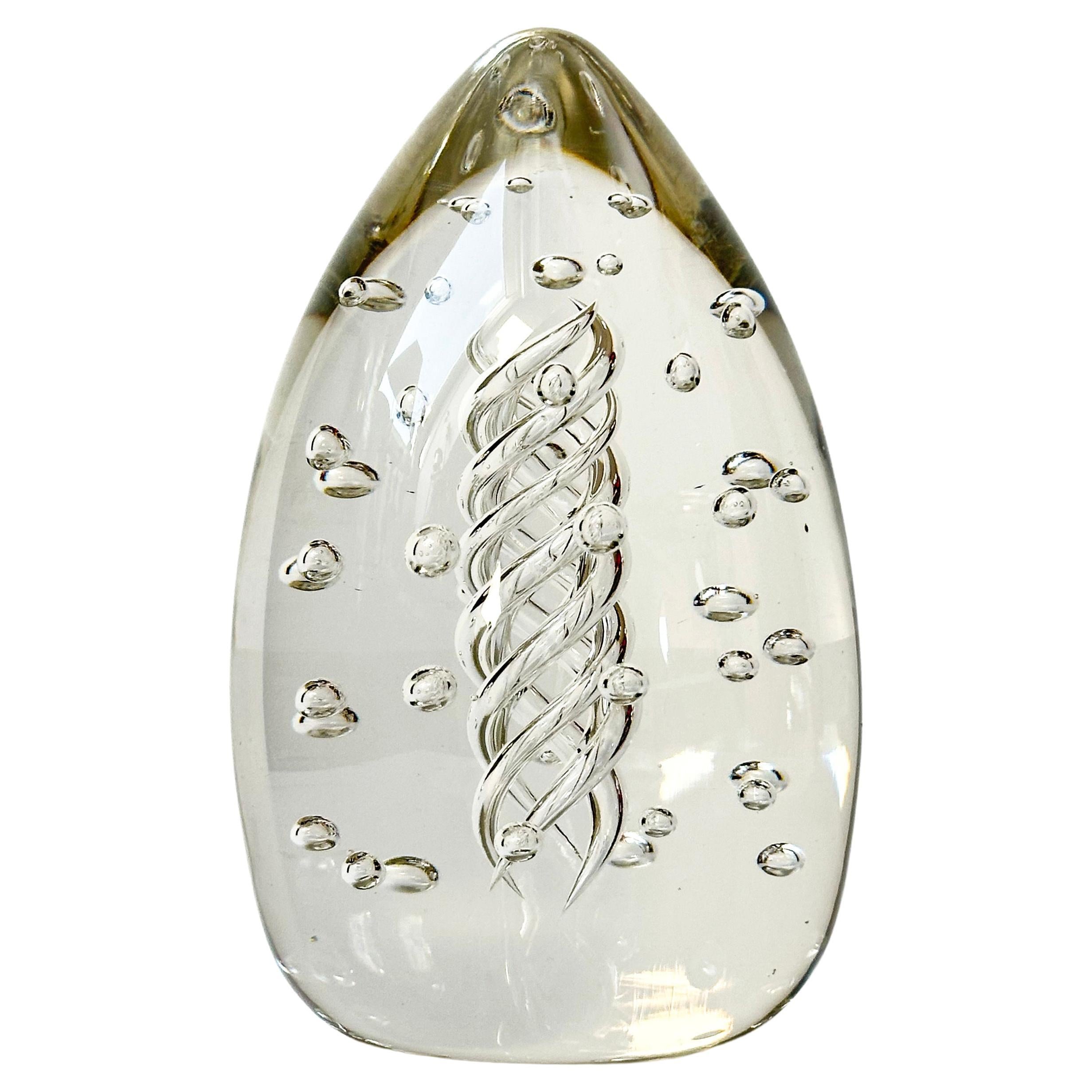 Liskeard Glass, Large ‘Bullicante’ Egg Shaped Paperweigh Circa 1970s For Sale