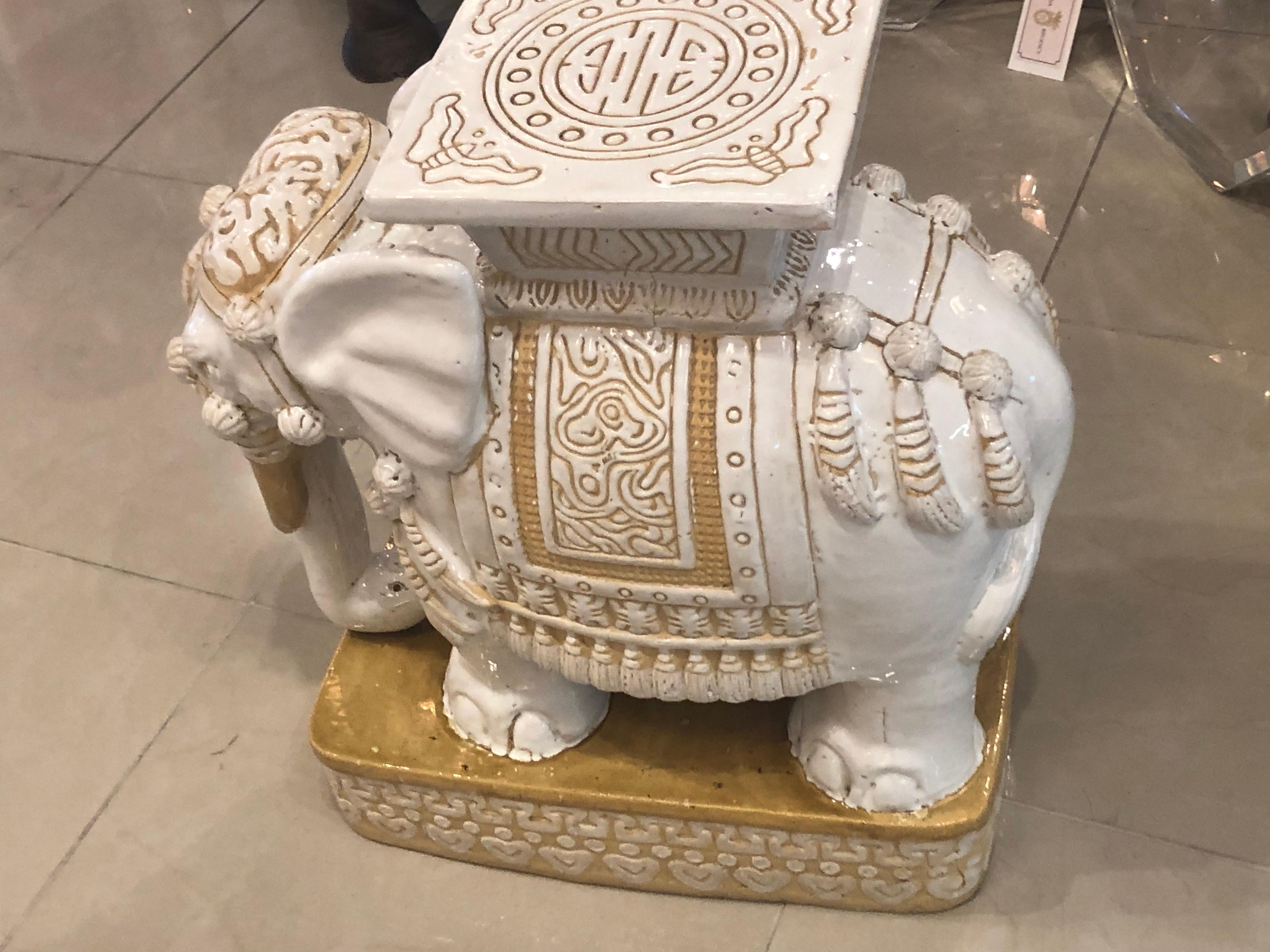Vintage Large Elephant Garden Stool Stand Side Table 1