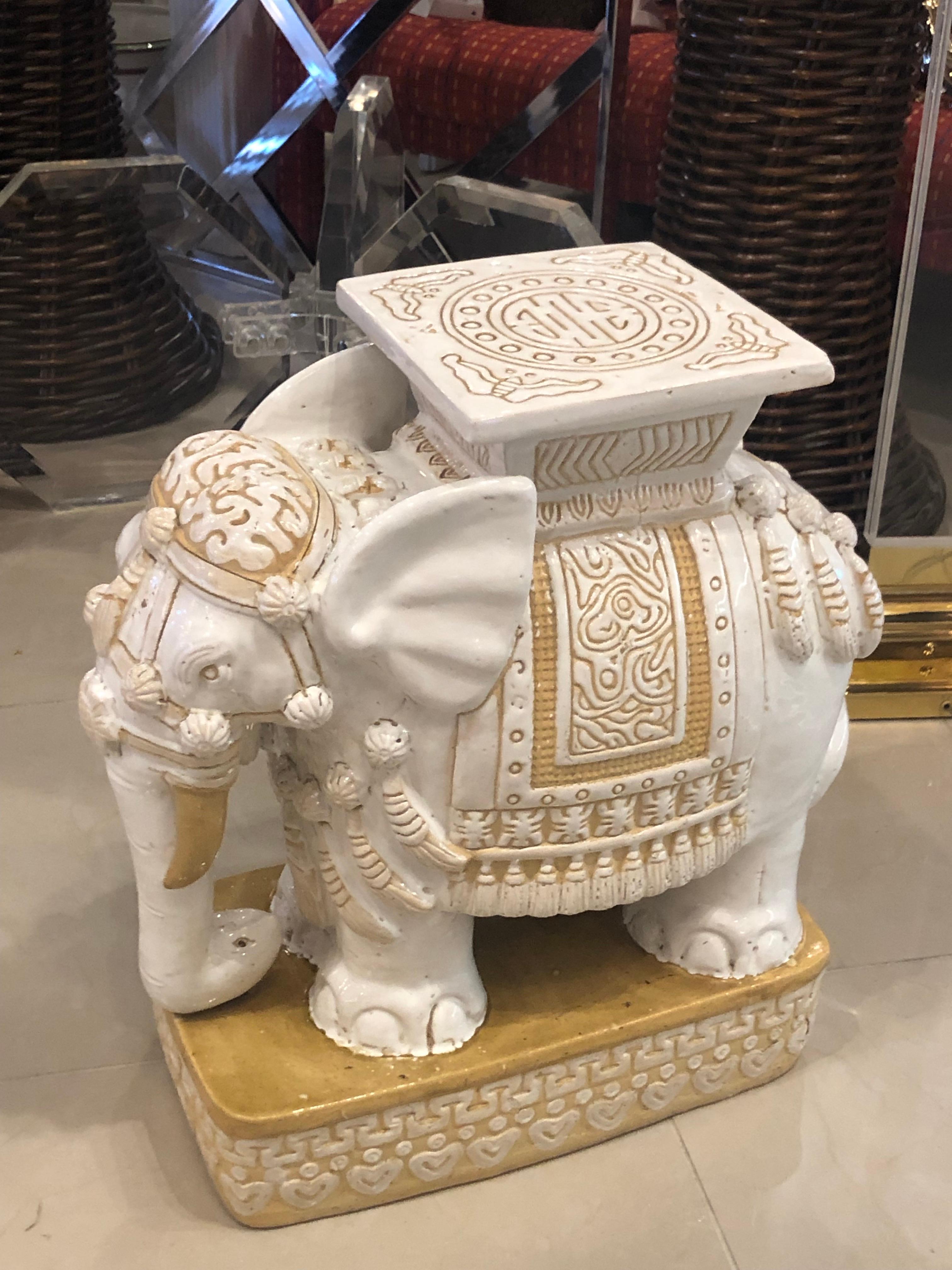 Vintage Large Elephant Garden Stool Stand Side Table 2