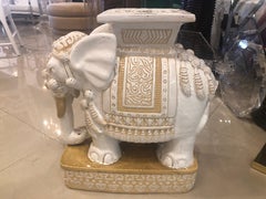 Vintage Large Elephant Garden Stool Stand Side Table