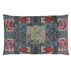 Vintage Large Embroidered Pillow, Sweden, 1930s