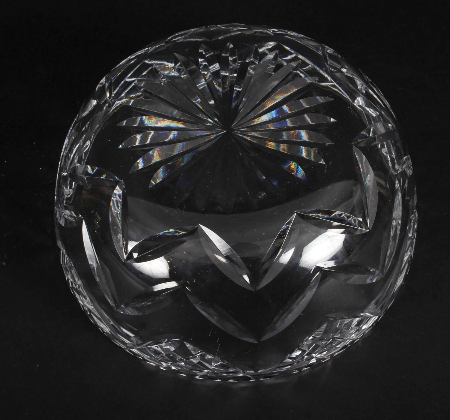 Vintage English Crystal Cut Glass Bowl Midcentury 3