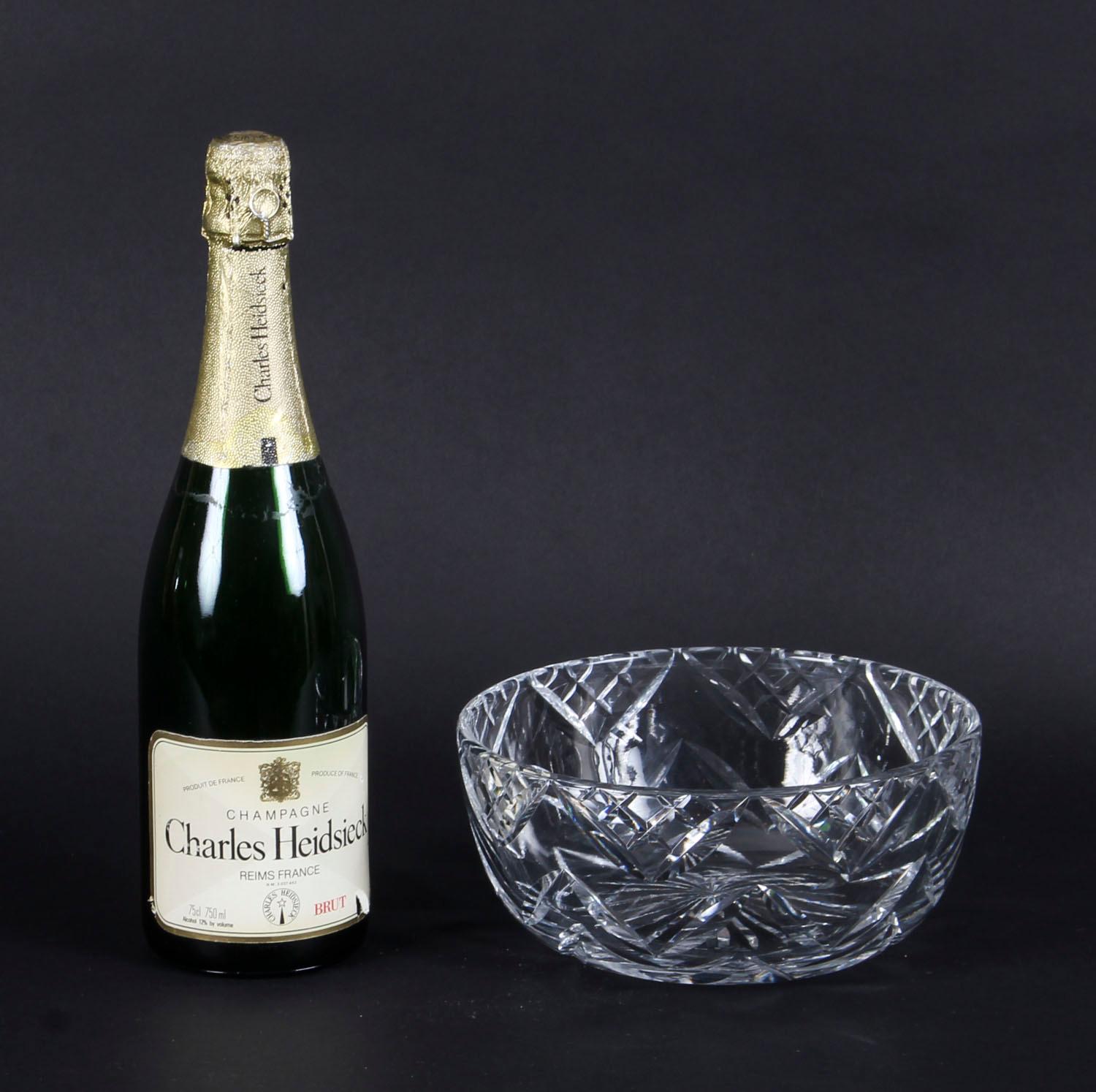 Vintage English Crystal Cut Glass Bowl Midcentury 5