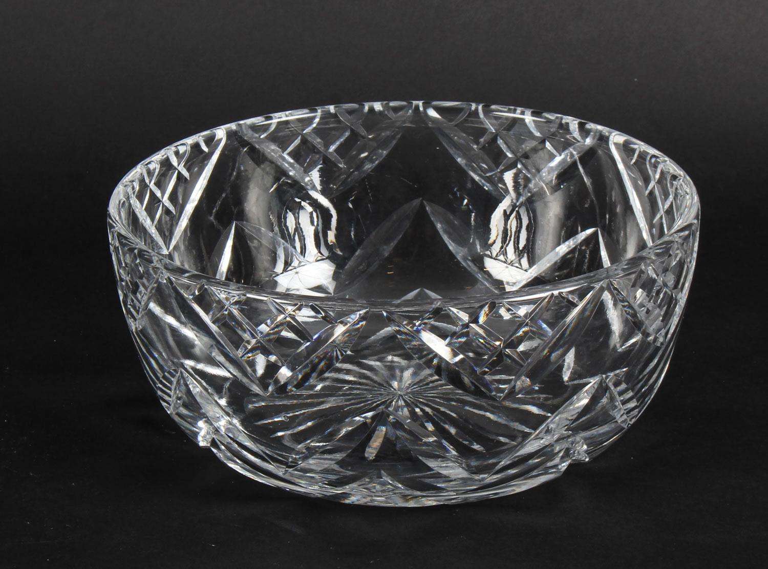 Vintage English Crystal Cut Glas Schüssel Midcentury 7