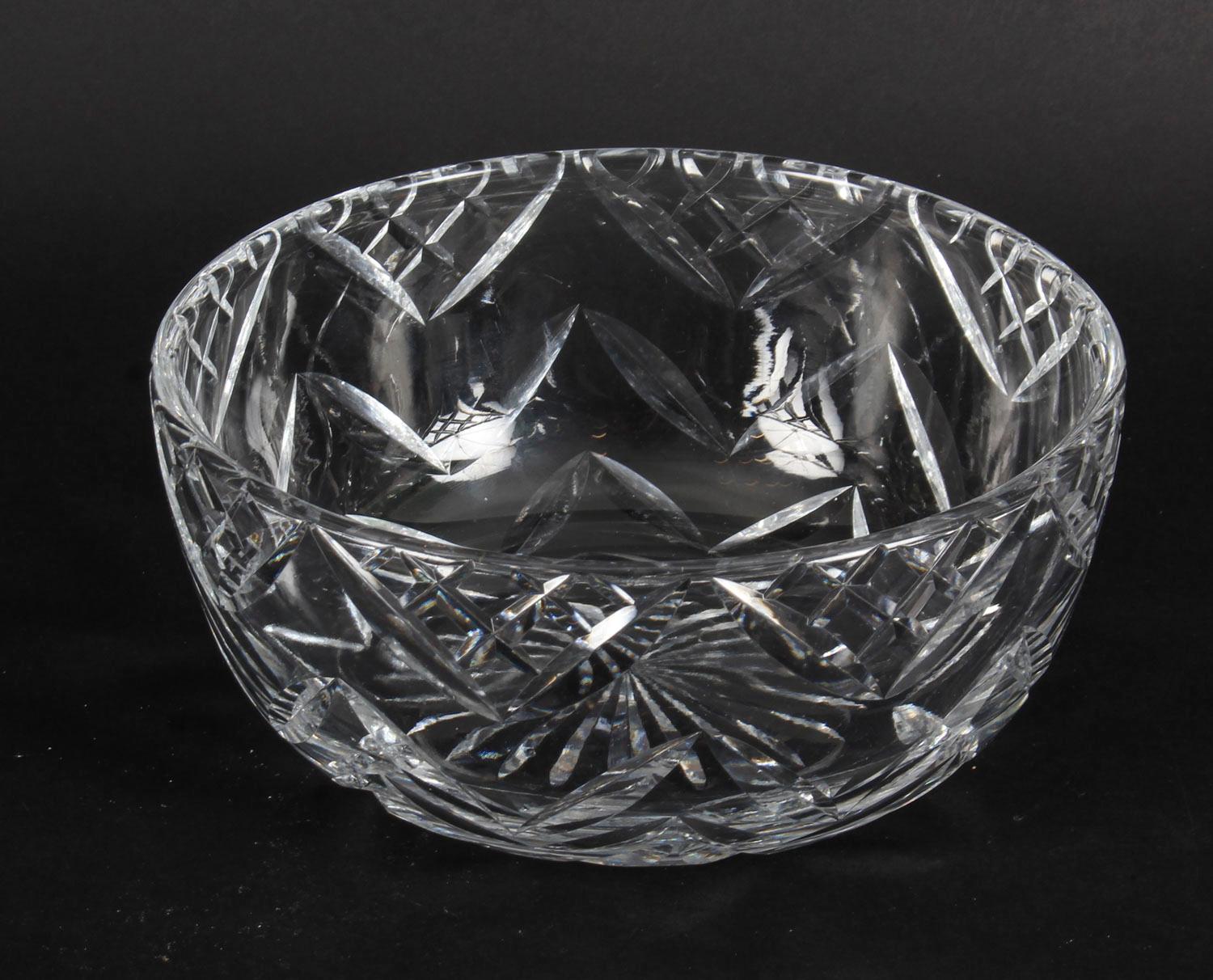 Vintage English Crystal Cut Glas Schüssel Midcentury (Englisch)