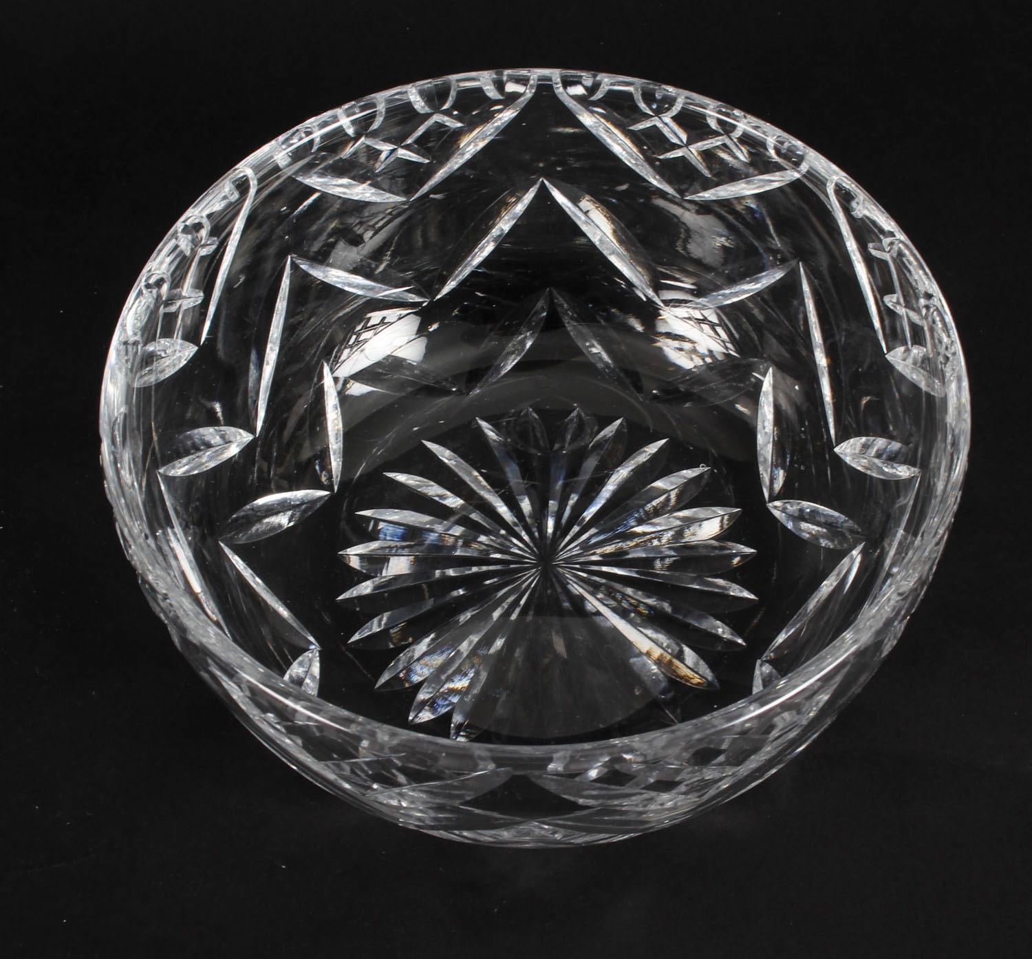 Vintage English Crystal Cut Glas Schüssel Midcentury (Kristall)