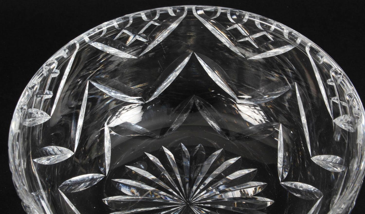 Vintage English Crystal Cut Glass Bowl Midcentury 1