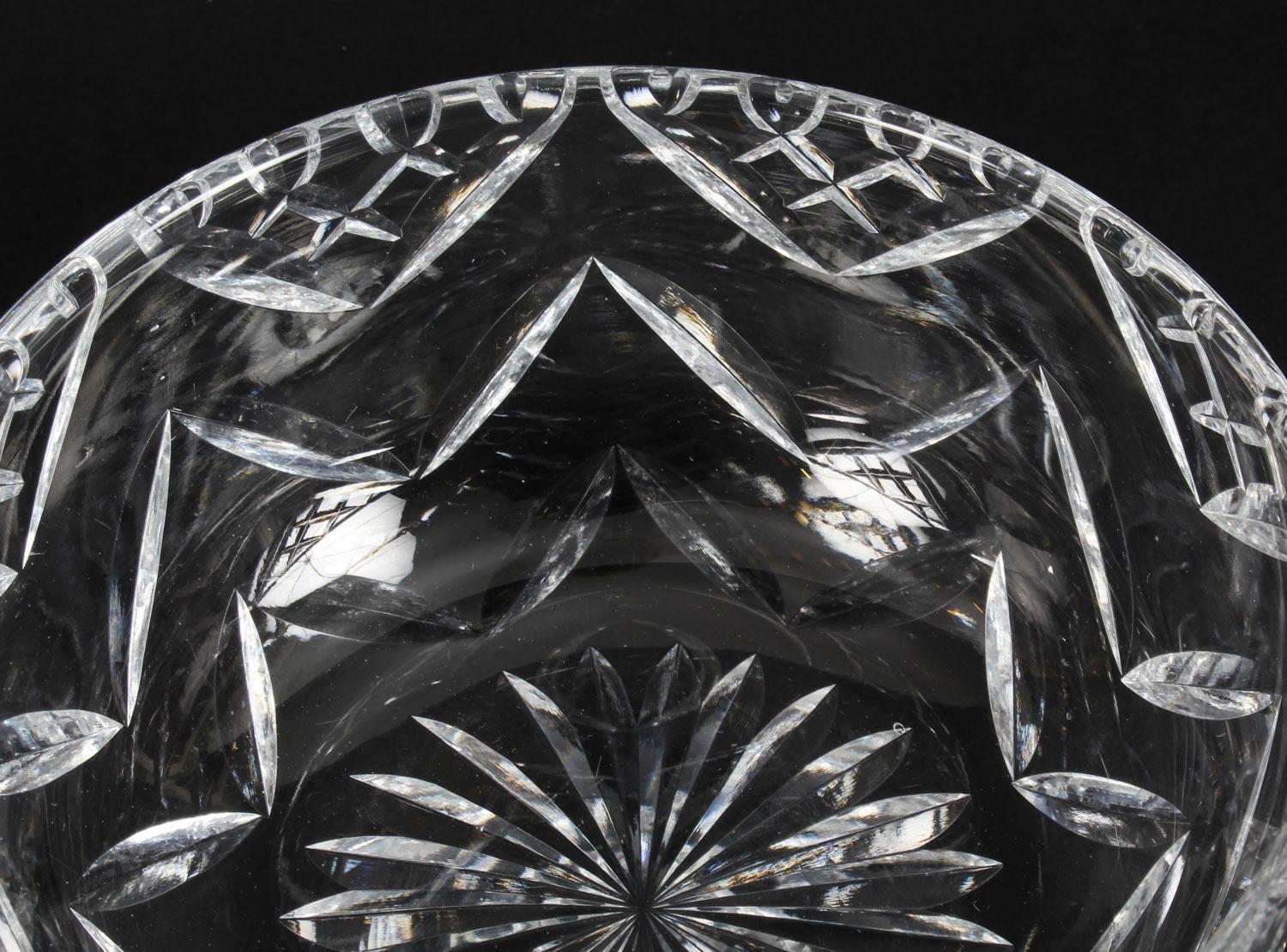 Vintage English Crystal Cut Glas Schüssel Midcentury 3