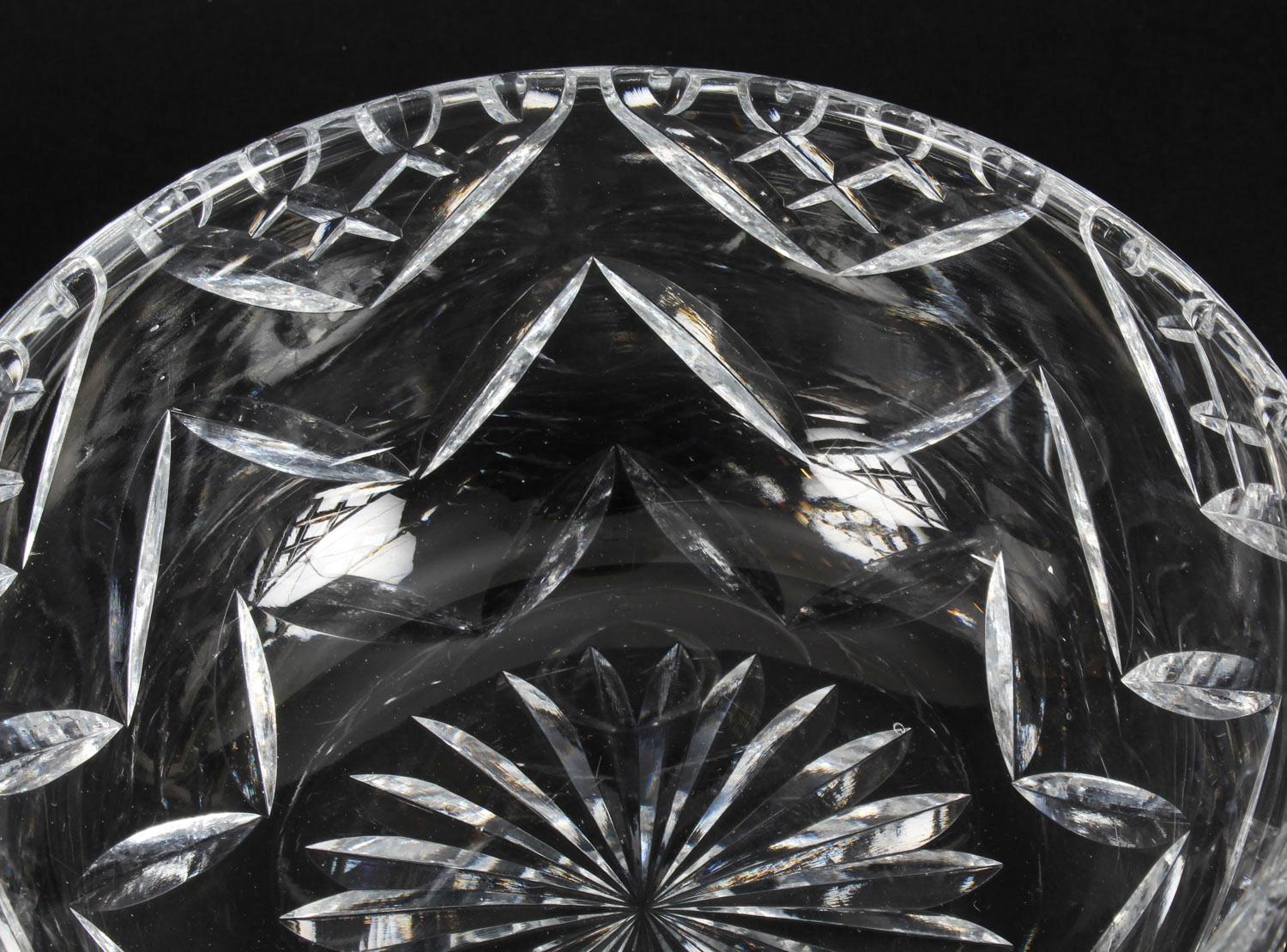 Vintage English Crystal Cut Glass Bowl Midcentury 2