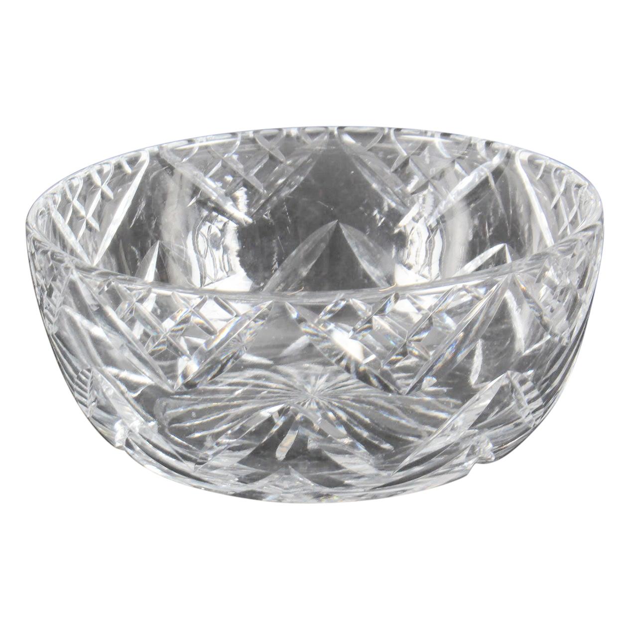 Vintage English Crystal Cut Glass Bowl Midcentury