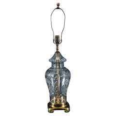 Große englische Vintage-Tischlampe aus geschliffenem Glas, Vintage, spätes 20. Jahrhundert