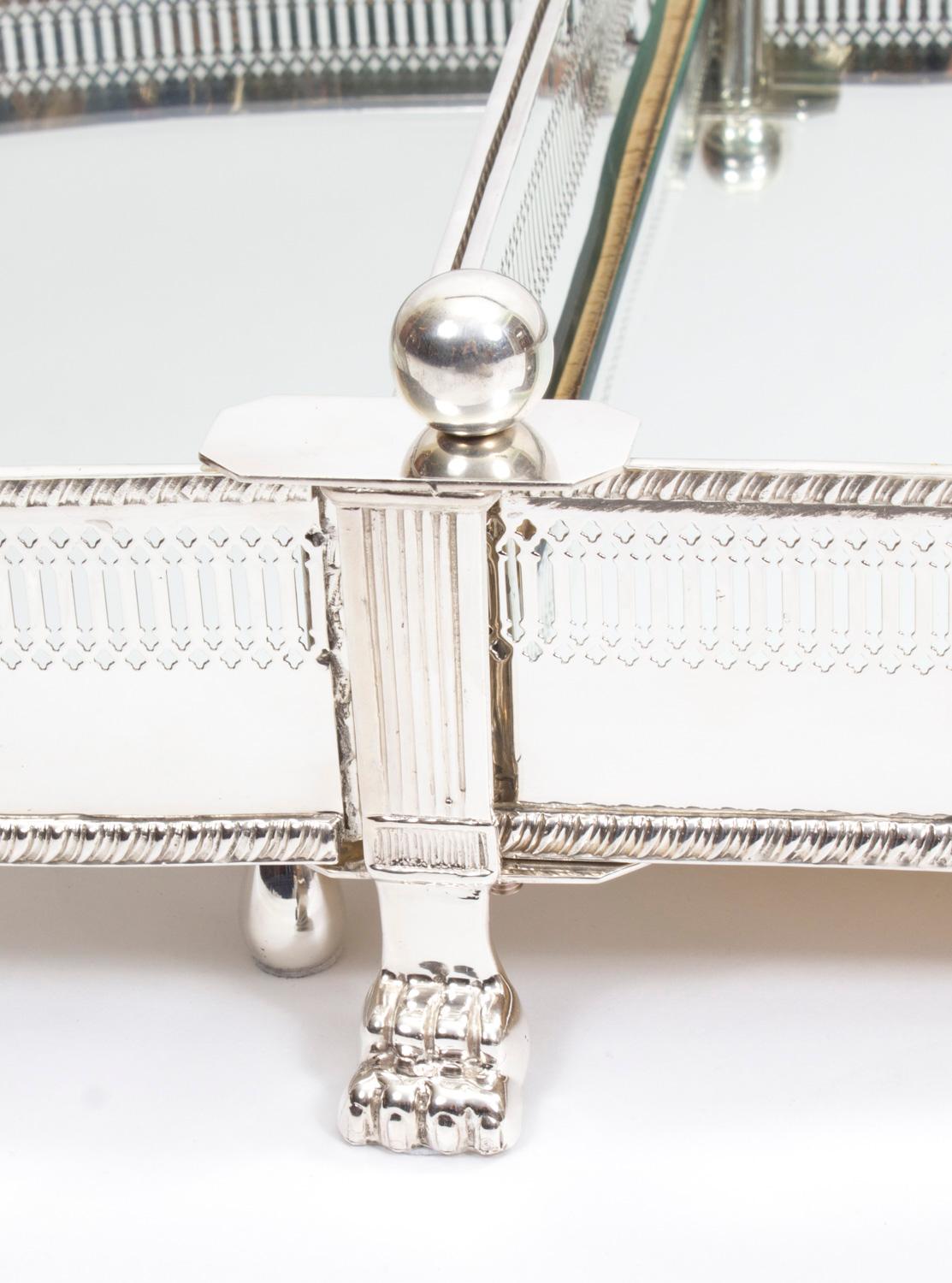 Vintage Large English Silver Plated 3 Piece Plateau Surtout de Table 20th C 1