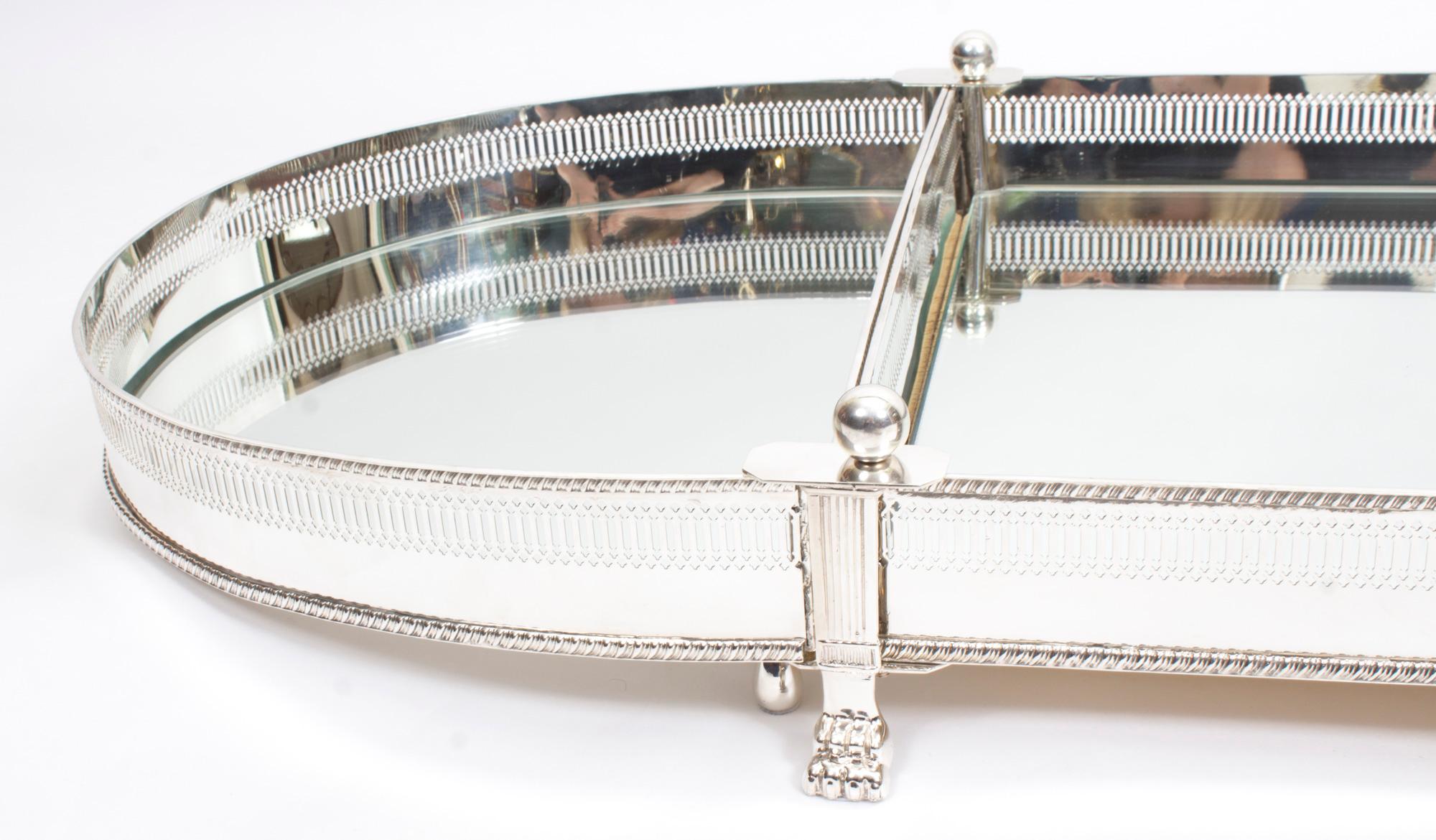 Vintage Large English Silver Plated 3 Piece Plateau Surtout de Table 20th C 2