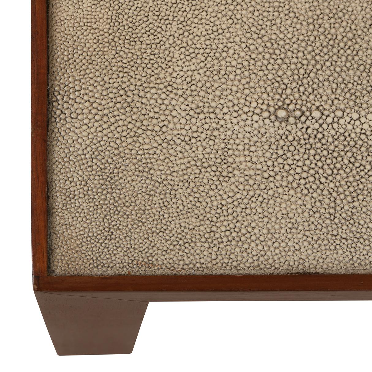 Unknown Vintage Large Faux Shagreen Coffee Table With Wood Detail For Sale