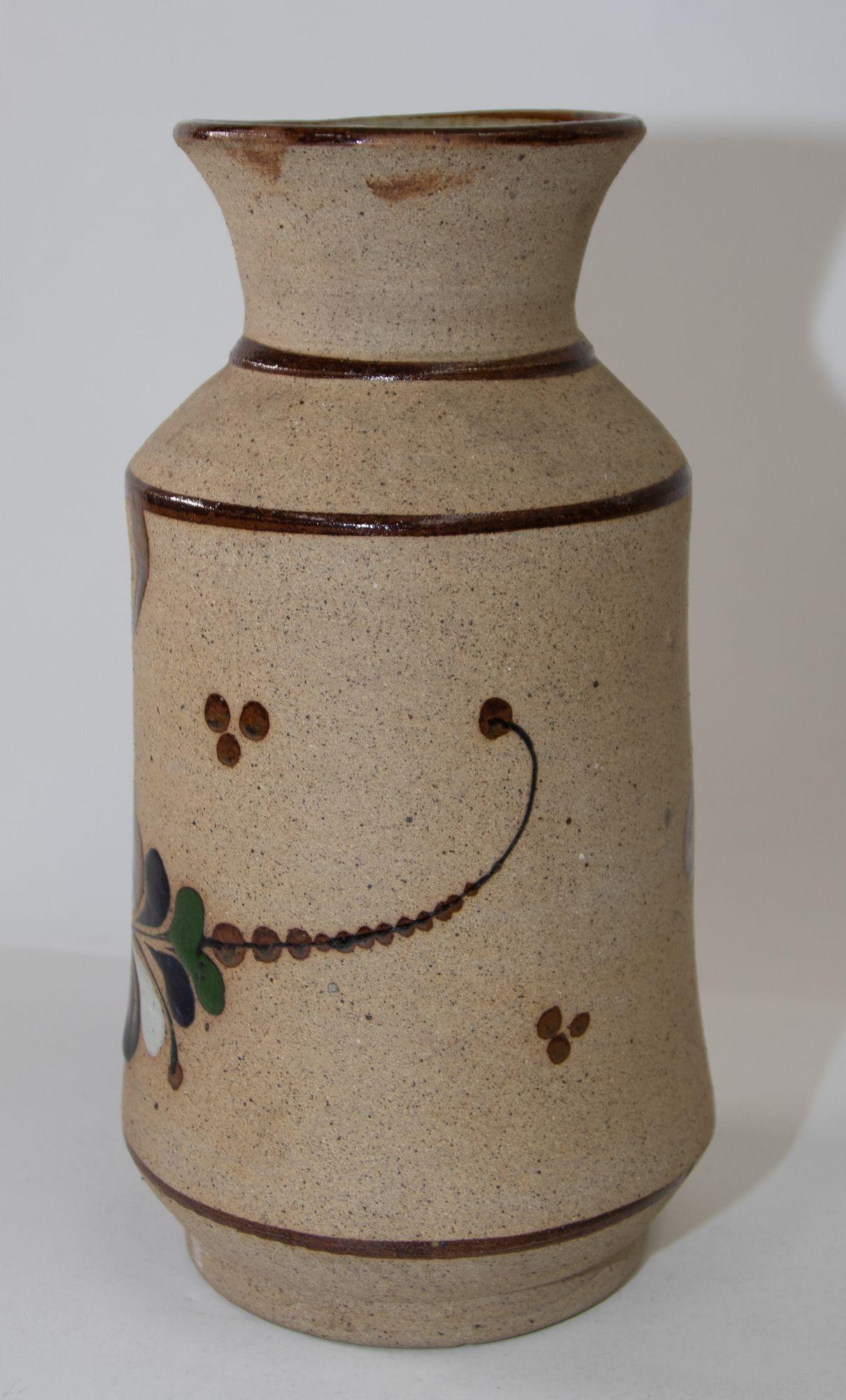 Vintage Large Folk Art Tonala Sandstone Pottery Vase, 1960's For Sale 2