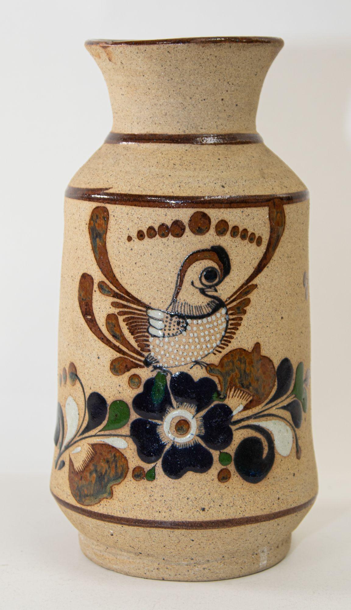 Vintage Large Folk Art Tonala Sandstone Pottery Vase, 1960's For Sale 4