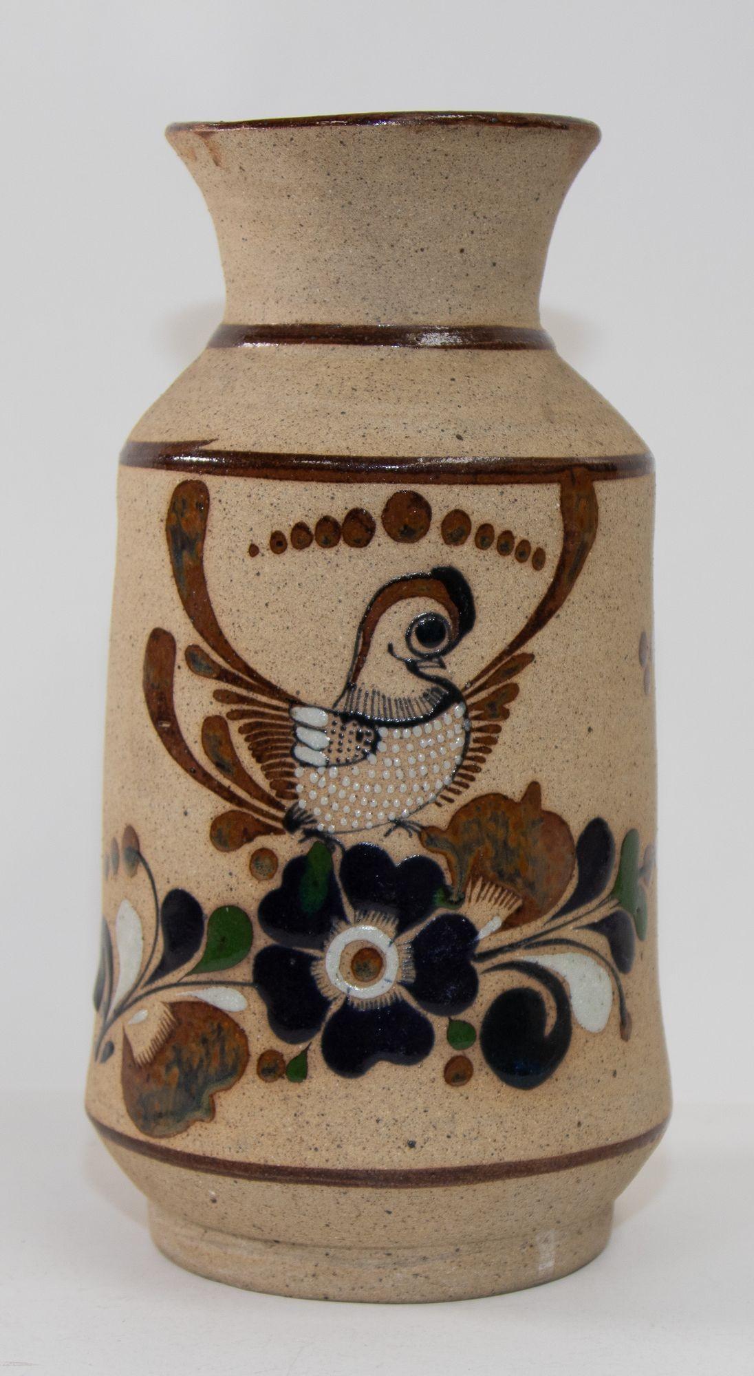 Vintage Large Folk Art Tonala Sandstone Pottery Vase, 1960's For Sale 6