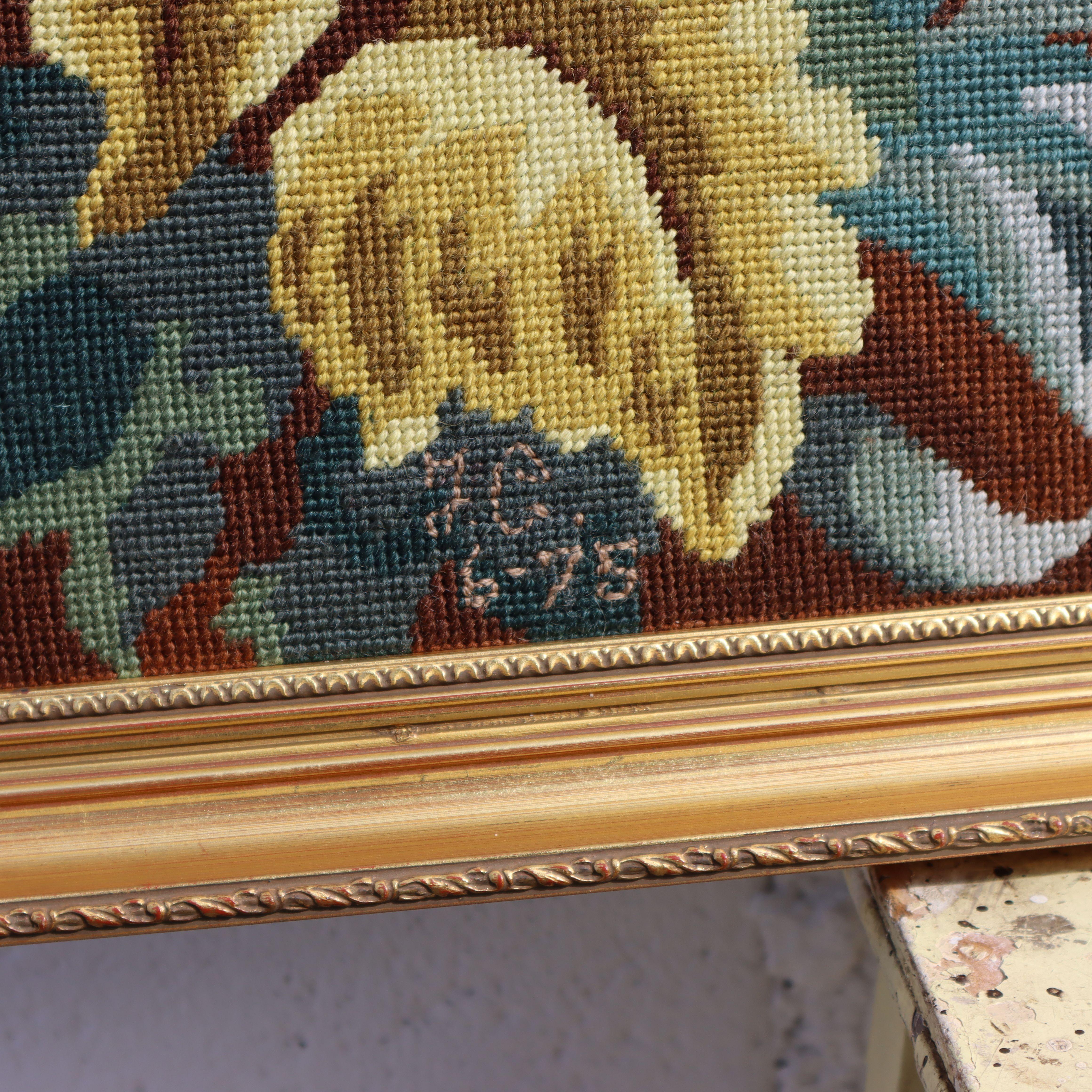 Großer gerahmter Vintage-Wandteppich, französisches Barockkunstwerk, Vintage im Angebot 4