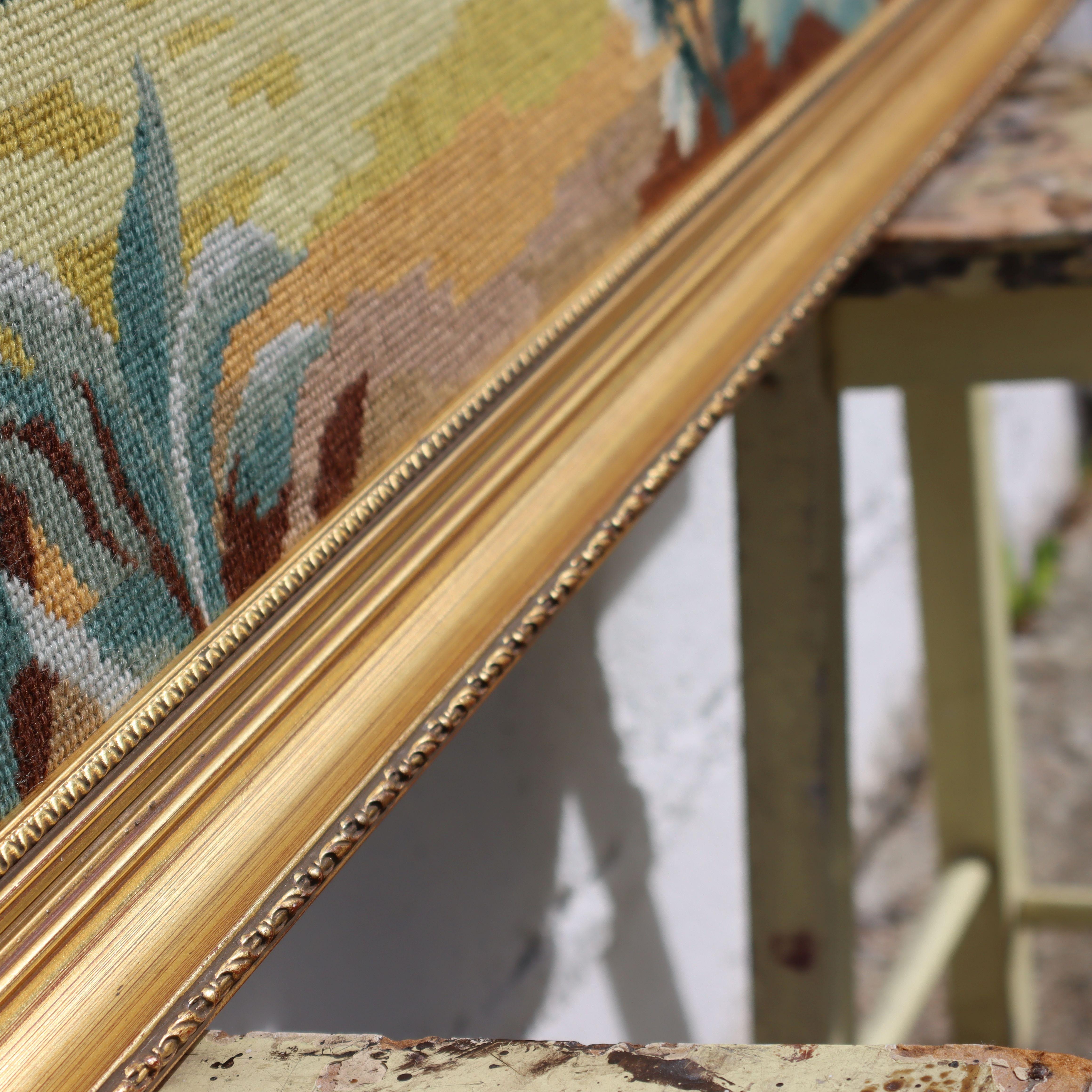 Großer gerahmter Vintage-Wandteppich, französisches Barockkunstwerk, Vintage im Angebot 6