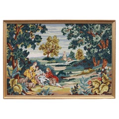  Großer gerahmter Vintage-Wandteppich, französisches Barockkunstwerk, Vintage