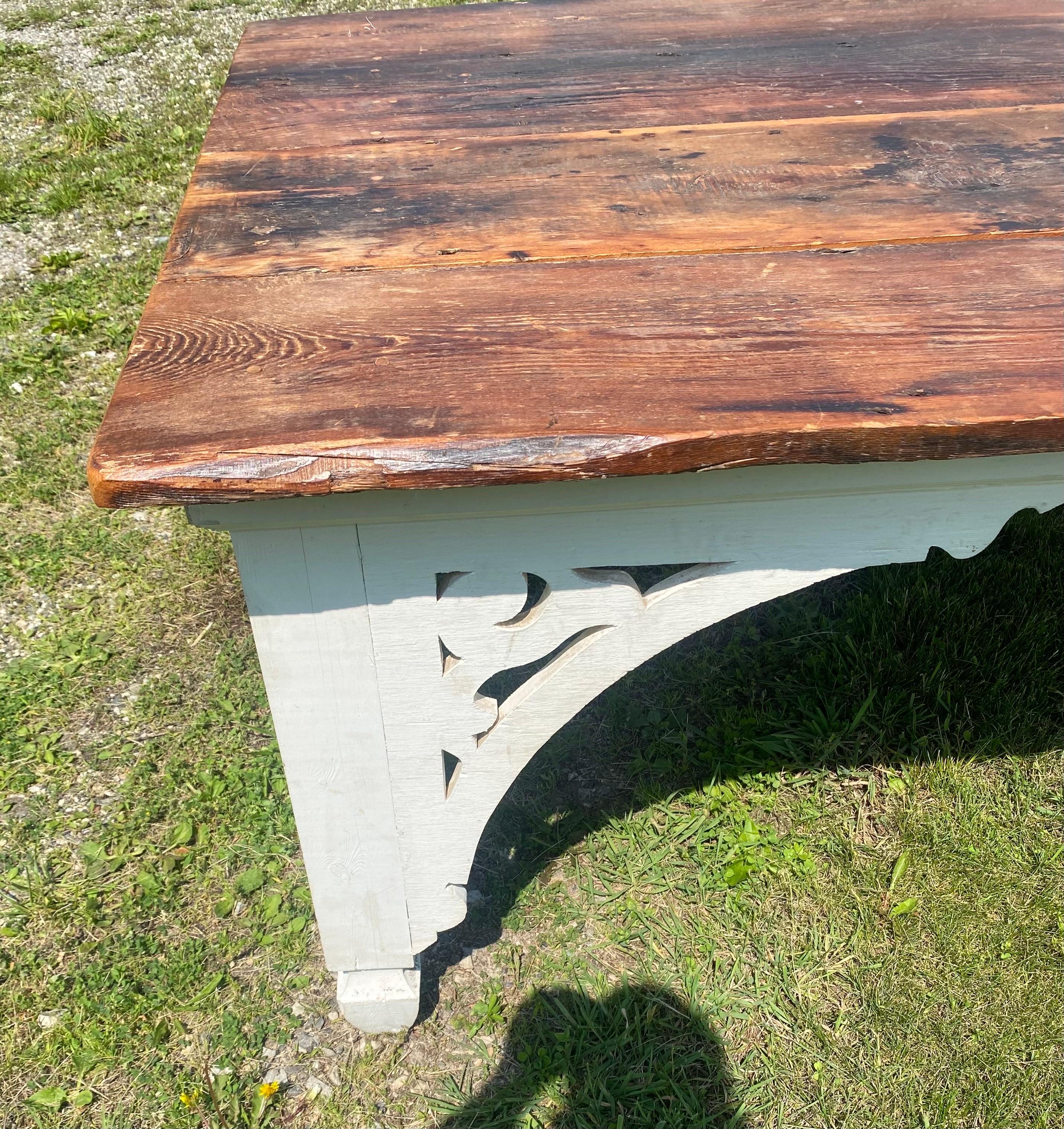 Vintage large French country farmhouse style rustic dining table For Sale 2