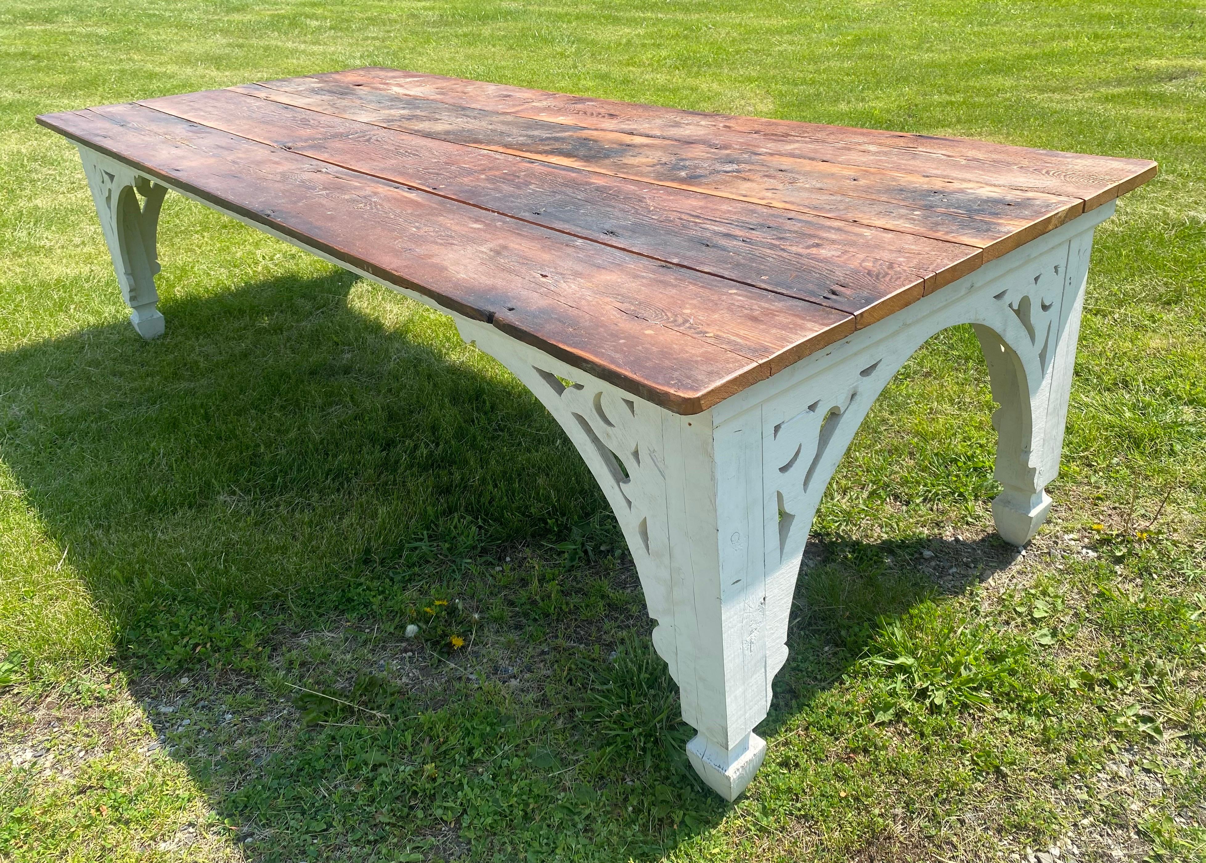 Vintage large French country farmhouse style rustic dining table For Sale 4