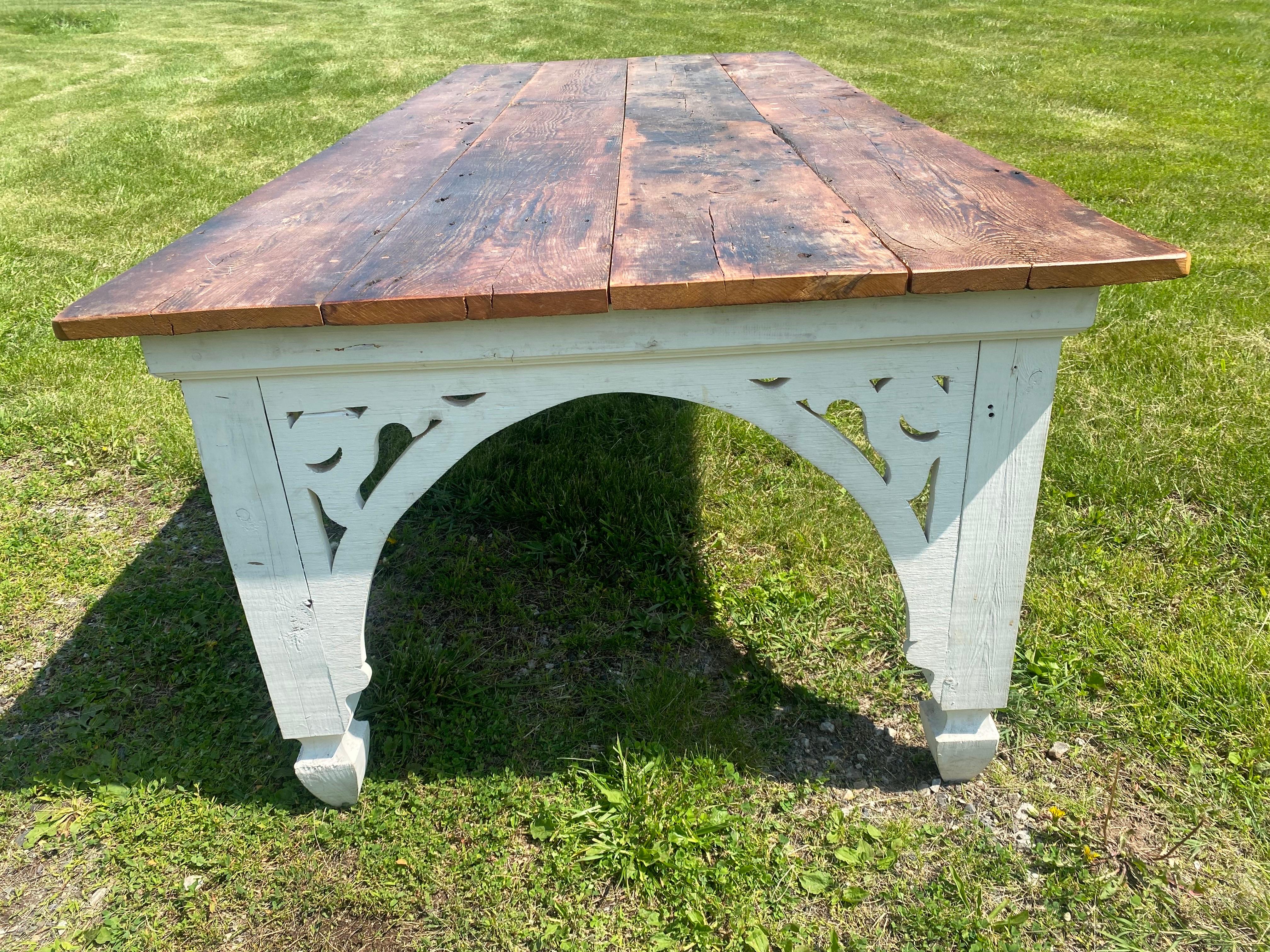 French Provincial Vintage large French country farmhouse style rustic dining table For Sale