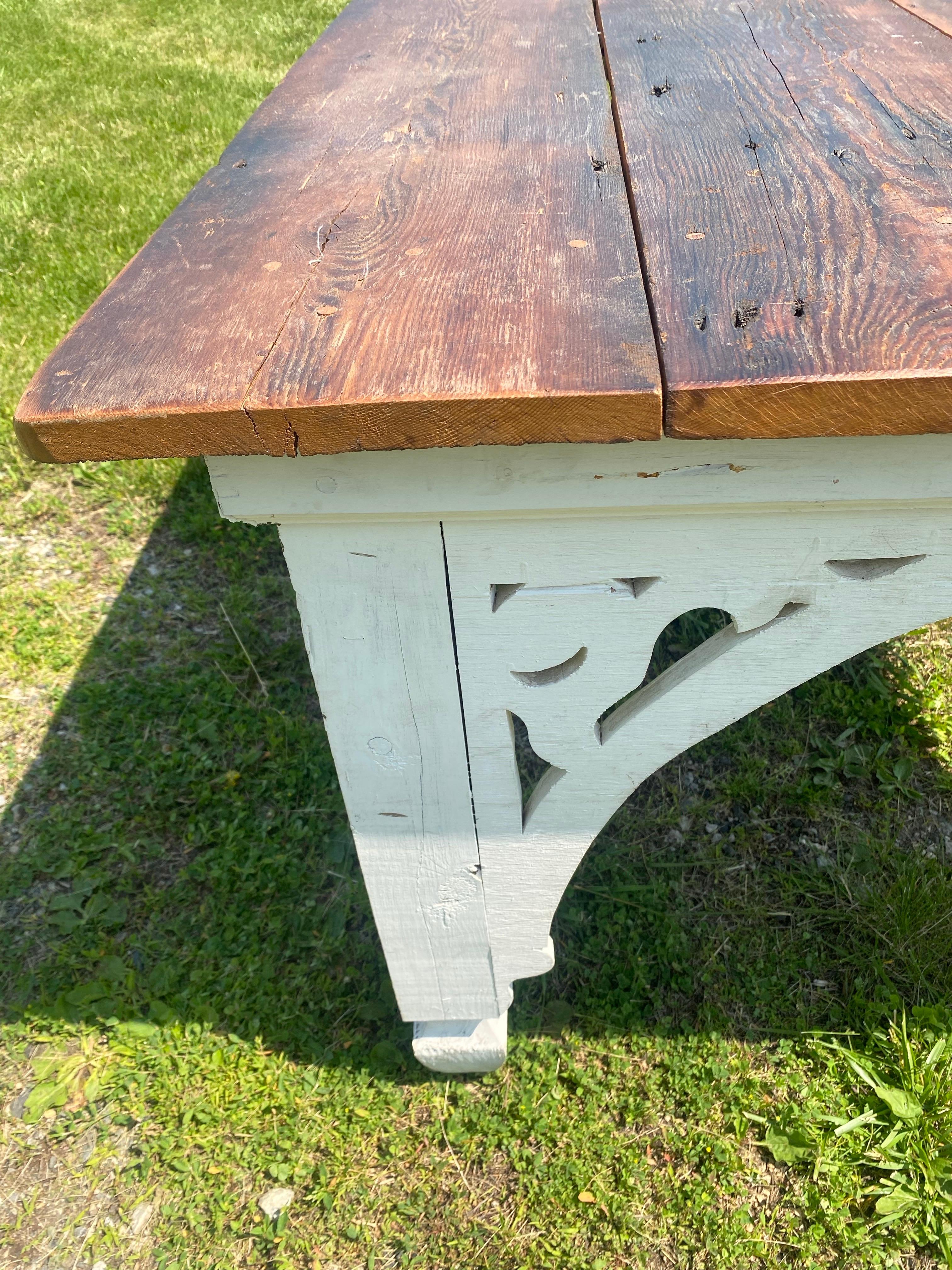 Vintage large French country farmhouse style rustic dining table For Sale 1