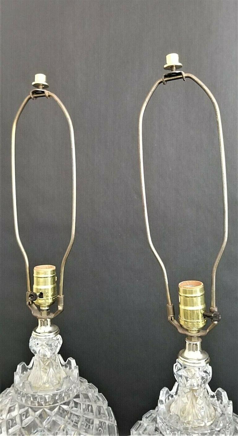 Vintage Large French Cut Lead Crystal Table Lamps, a Pair For Sale 2