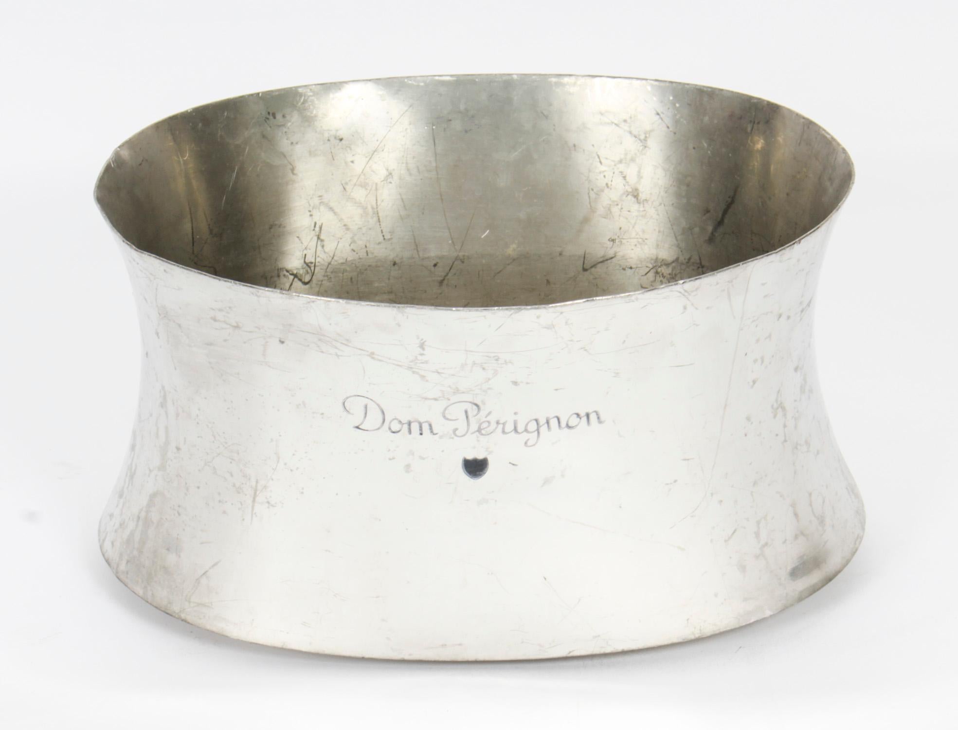Vintage Large French Pewter Dom Perignon Wine Coolef, Mid 20th C 3