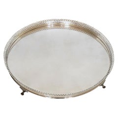 Vintage Large French Pierced Silver Plate Serving Tray, Paris, 1940s