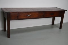 Vintage Large French Teak Rustic Colonial Farmhouse Side Table