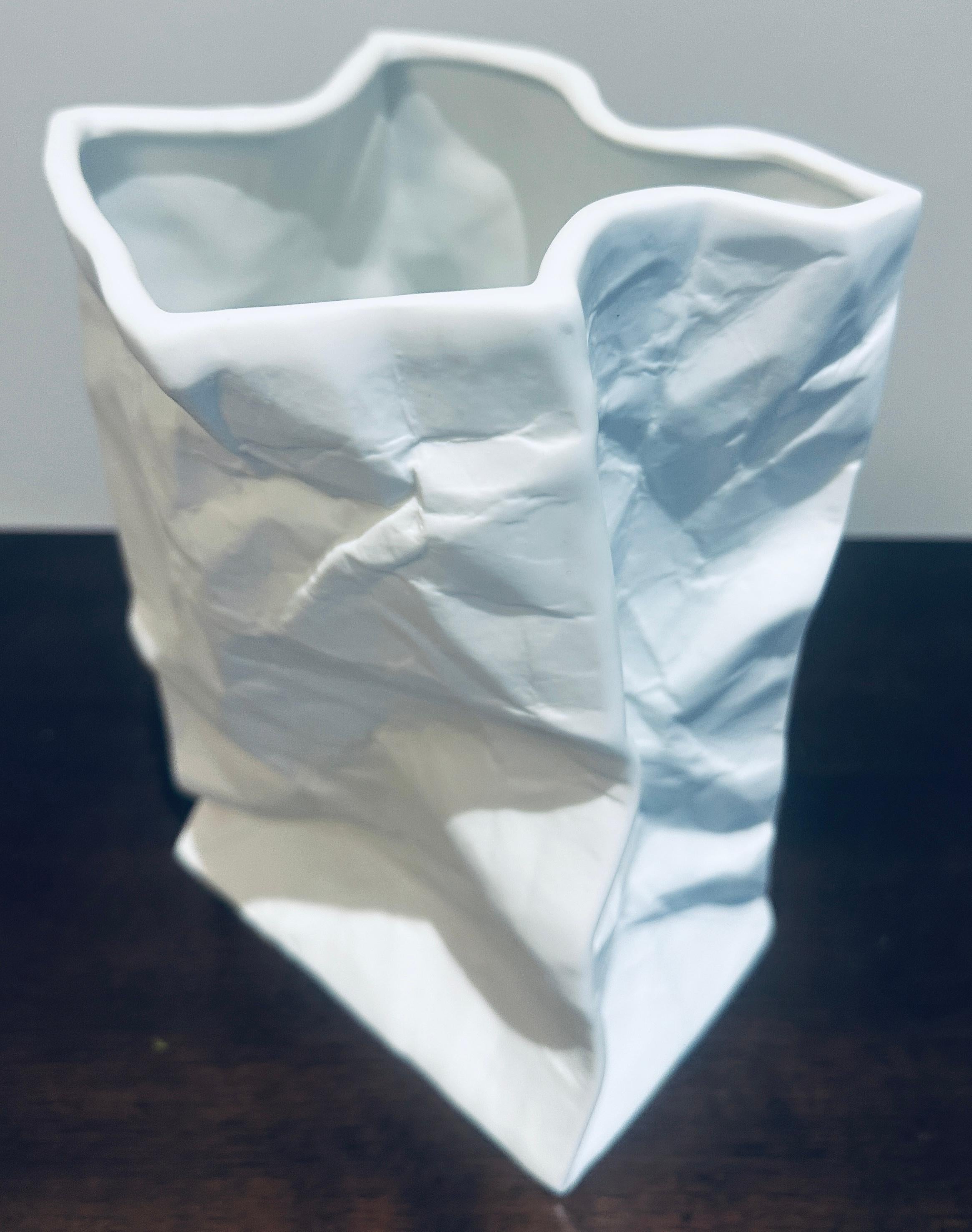 Vintage Large German White Bisque Ceramic Crumpled Bag Table Lamp by Sompex For Sale 5