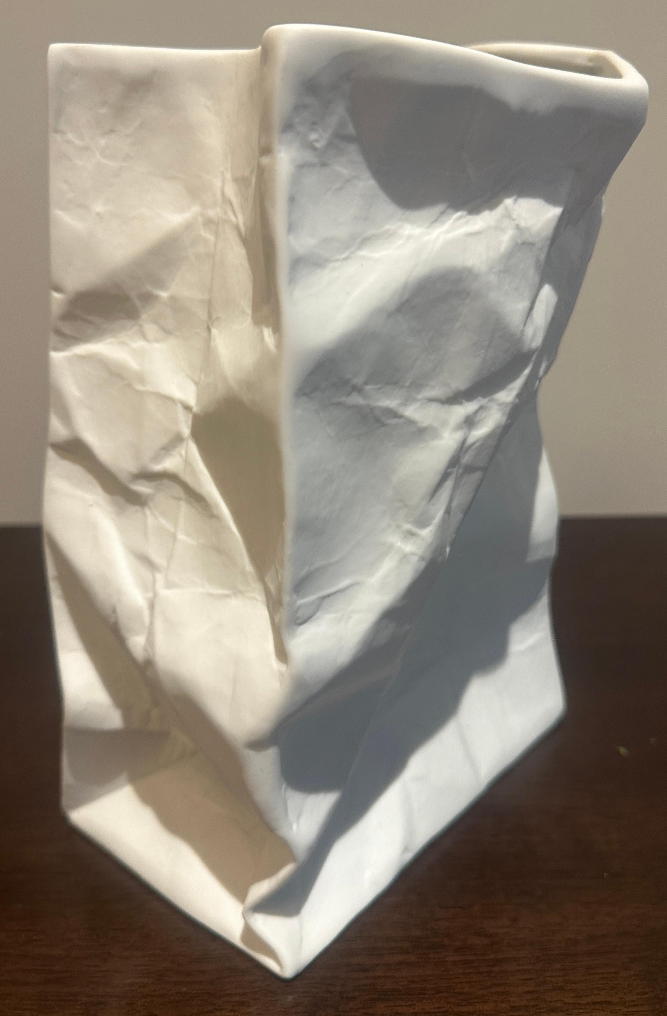 Vintage Large German White Bisque Ceramic Crumpled Bag Table Lamp by Sompex For Sale 11