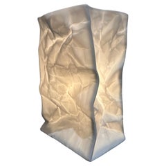 Vintage Large German White Bisque Ceramic Crumpled Bag Table Lamp by Sompex